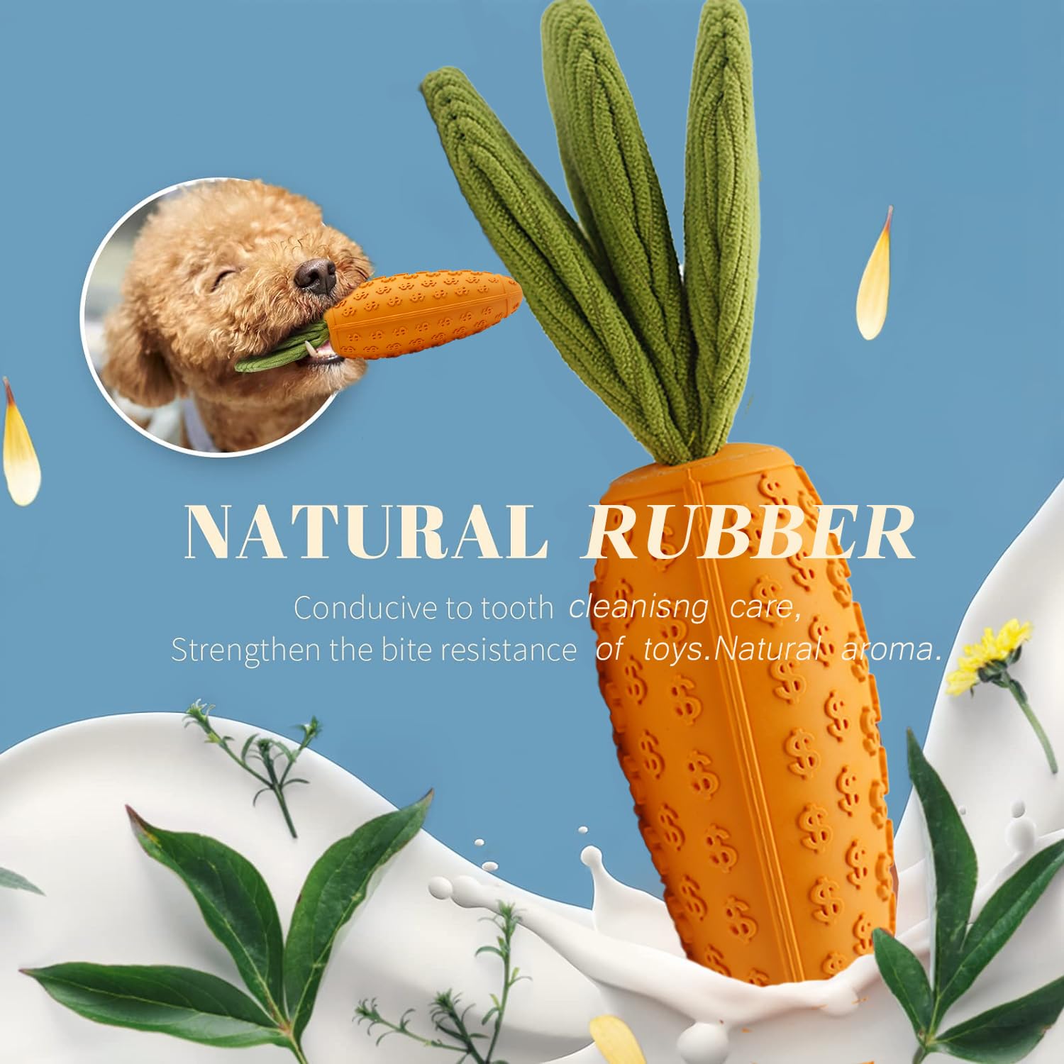 Jumbostone Dog Chew Toy, Natural Rubber Carrot Squeaky Dog Toys For Aggressive Chewers, Indestructible Dog Toys For Small And Me