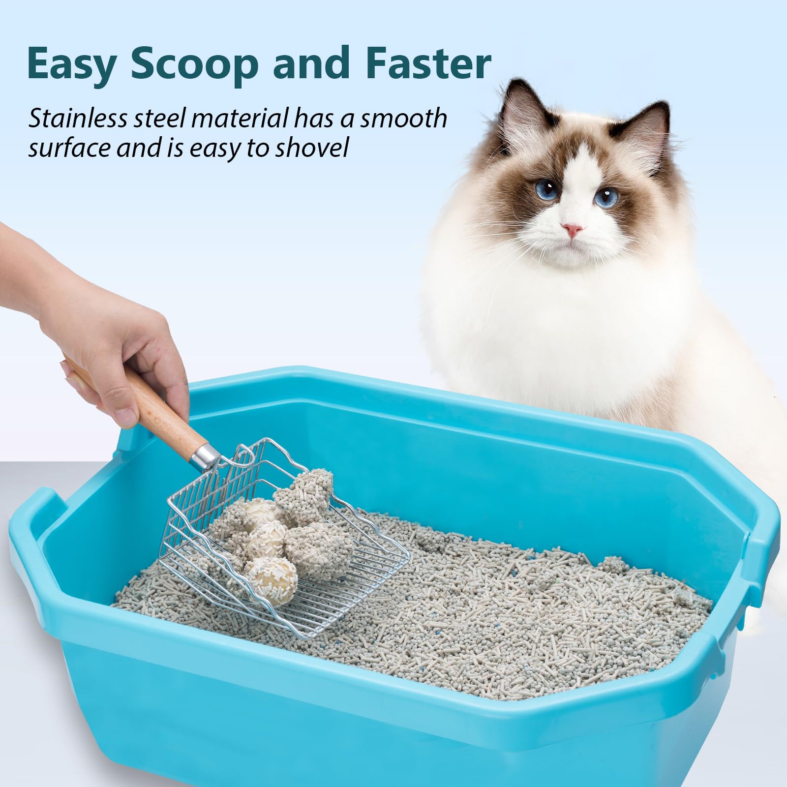 Cat Litter Scoop, Premium Kitty Shovel With Hook And Hole, Metal Sifter Scooper Stainless Steel For Easy Cleaning, Durable And H