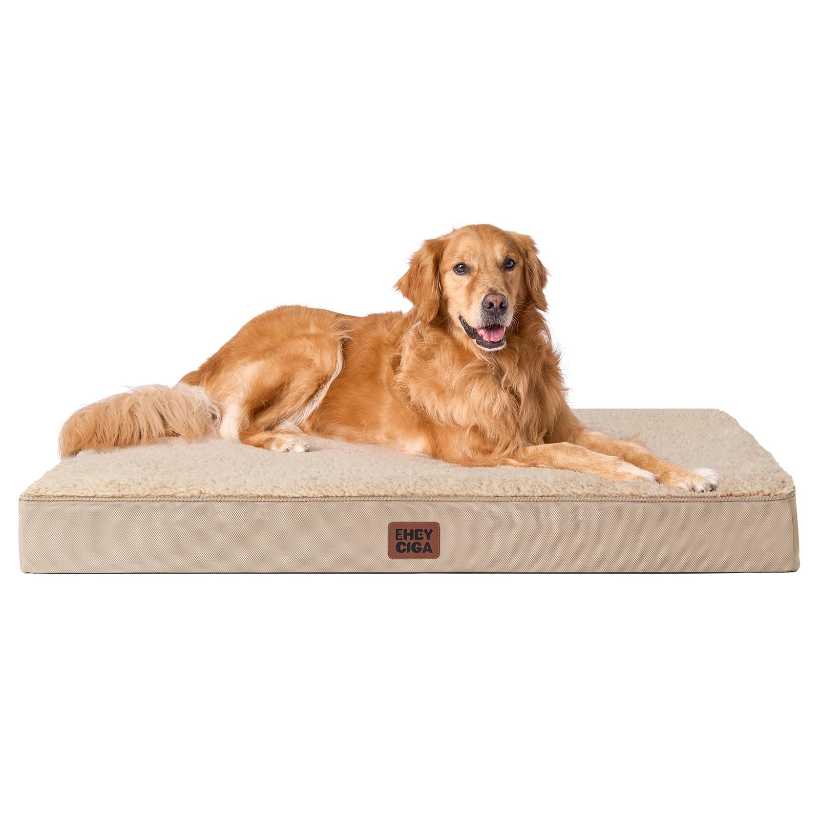 Eheyciga Orthopedic Xl Dog Beds For Extra Large Dogs With Removable Washable Cover For Crate, Khaki, 41X27