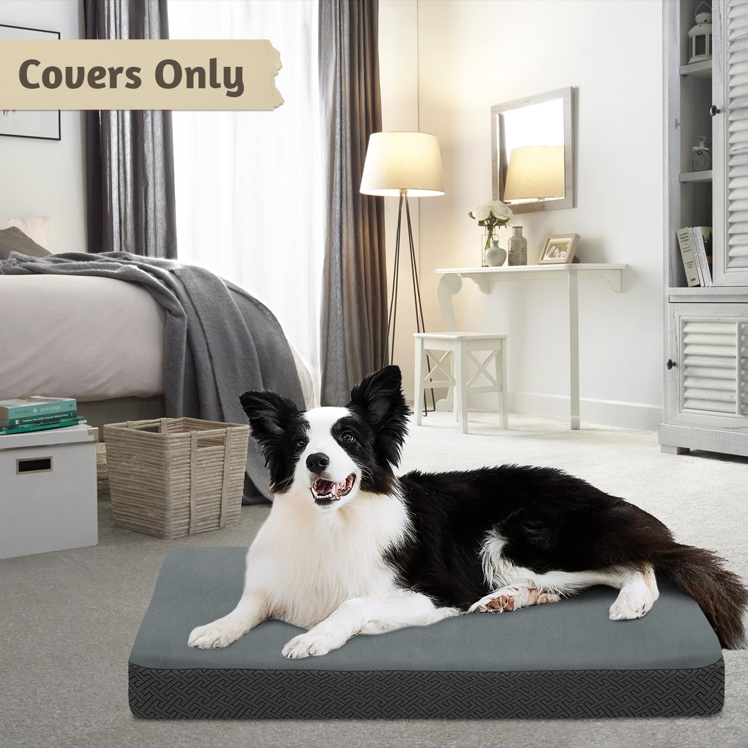 Softown Dog Bed Covers Replacement Washable Dog Bed Waterproof Cover Soft Cover For Dog Cat, Cover Only (Grey, 20X15X6 Inches)