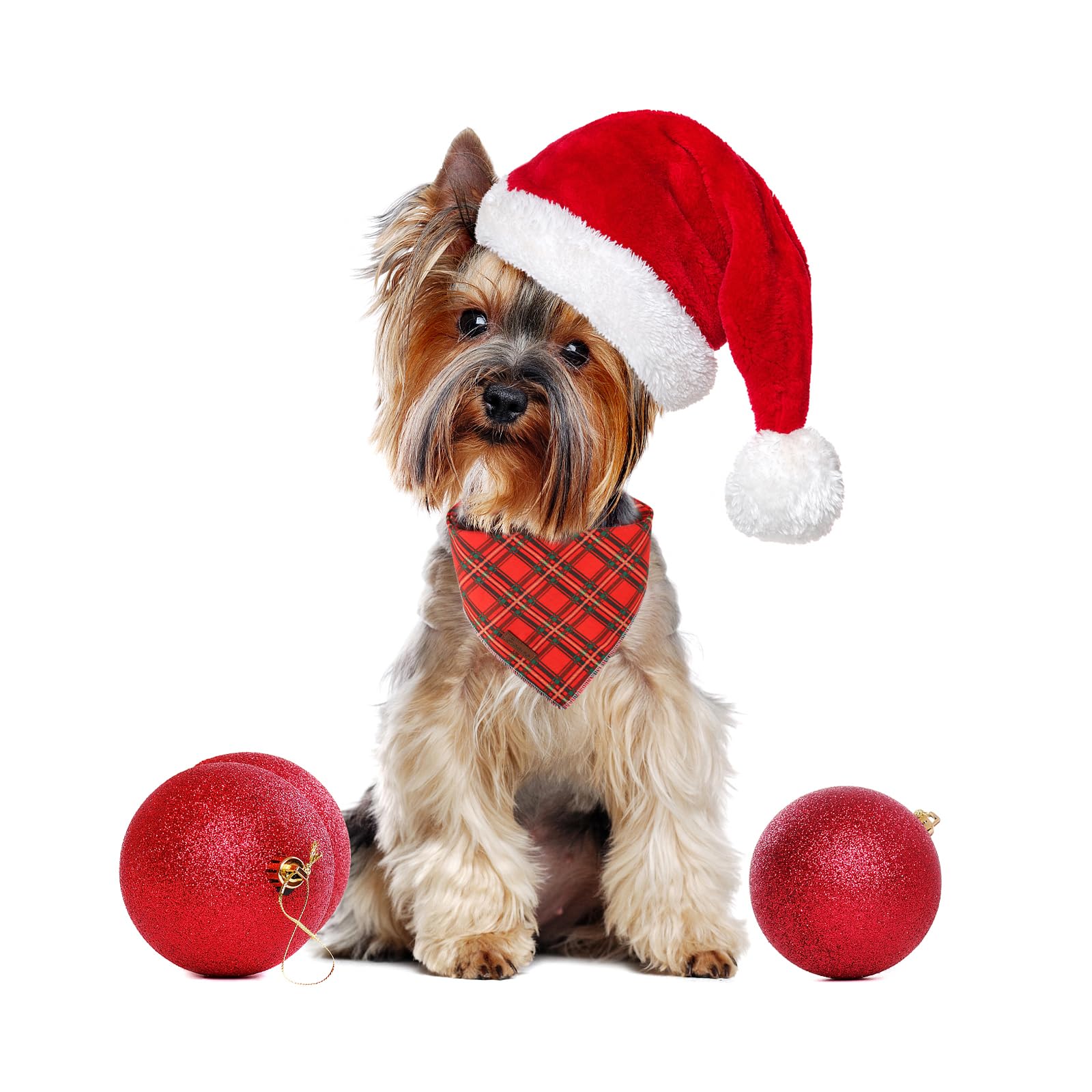 Up Urara Pup Christmas Dog Bandana, Christmas Red Plaid Man Triangle Bid Scarf For Girl Boy Dog, Cotton Pet Kerchief, Adjustable