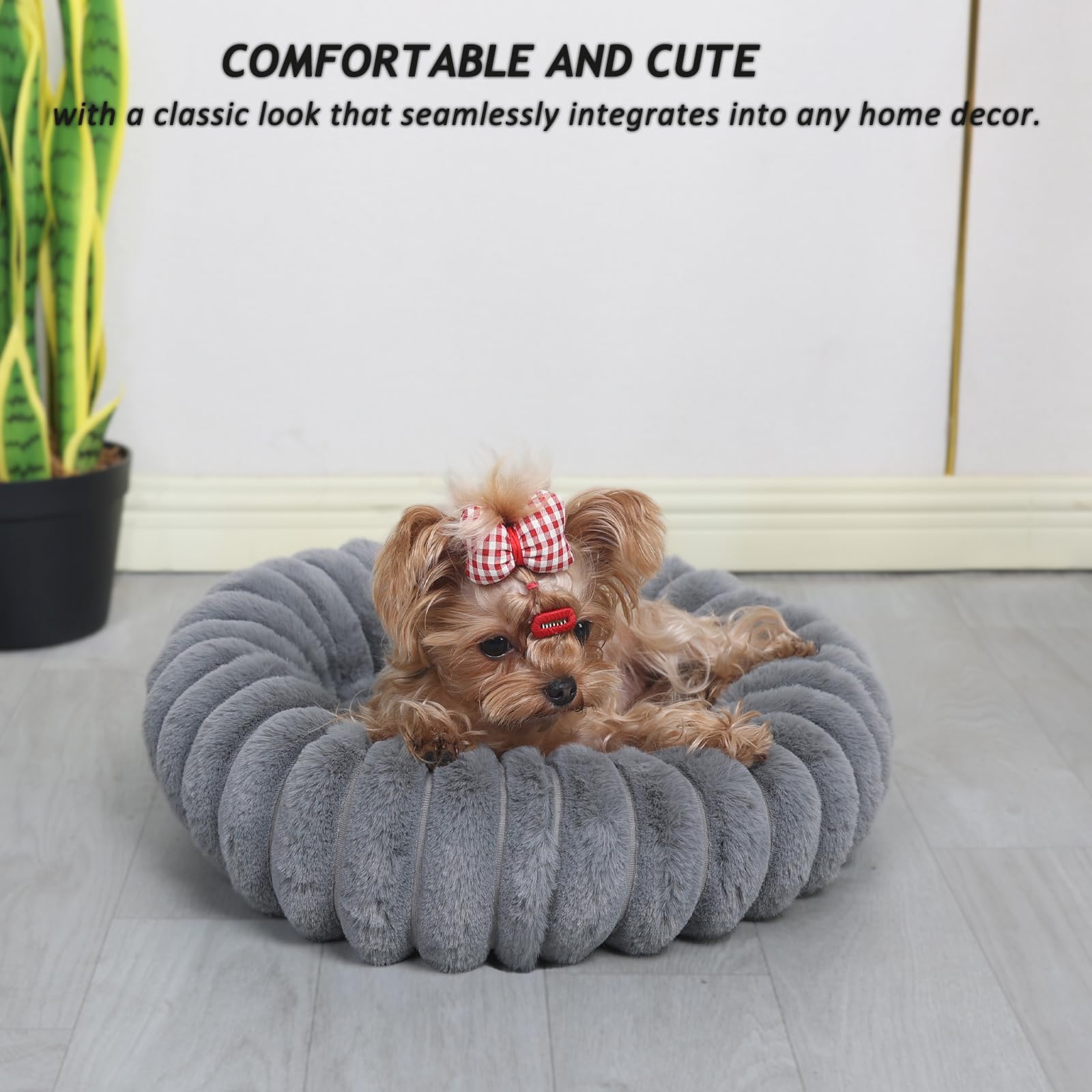 Pink Puppy Beds For Small Dogs And Kitty Washable Soft Comfort Donut Cute Cuddle Dog Bed With Sides Cat Beds For Indoor Cats,Rou
