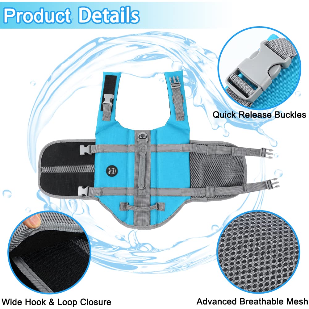 Emust Dog Life Vests, Adjustable Pet Life Jacket With Rescue Handle, Dog Flotation Vest For Small/Medium/Large Dogs, Xs, Newsoli