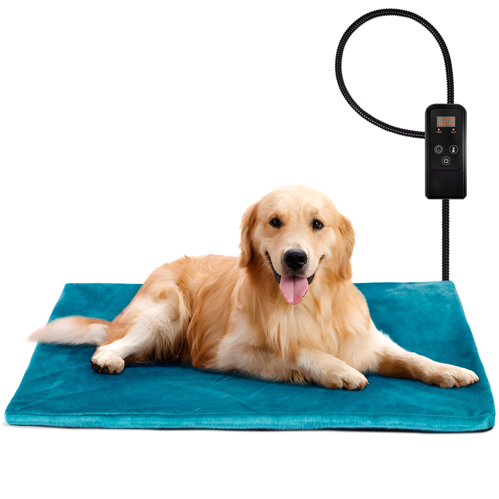 Niubya Pet Heating Pad For Dogs, Adjustable Temperature Waterproof Heated Mat With Timer, Electric Heated Dog Bed With Chew Resi