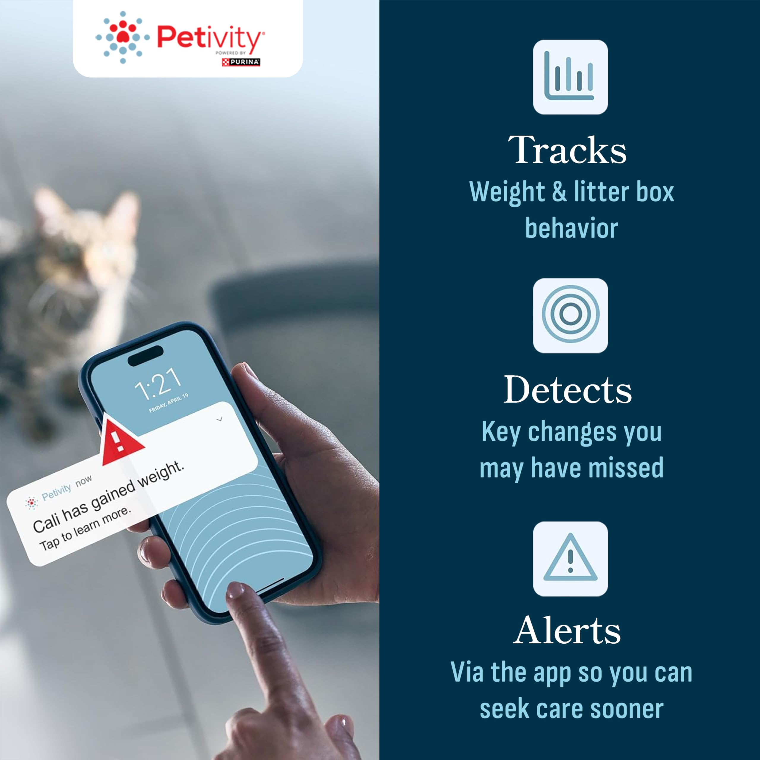 Purina Petivity Smart Litter Box Monitor - Cat Weight Scale & Health Tracker, 5.5 lb, Plastic, AI Alerts, App for Multiple Cats