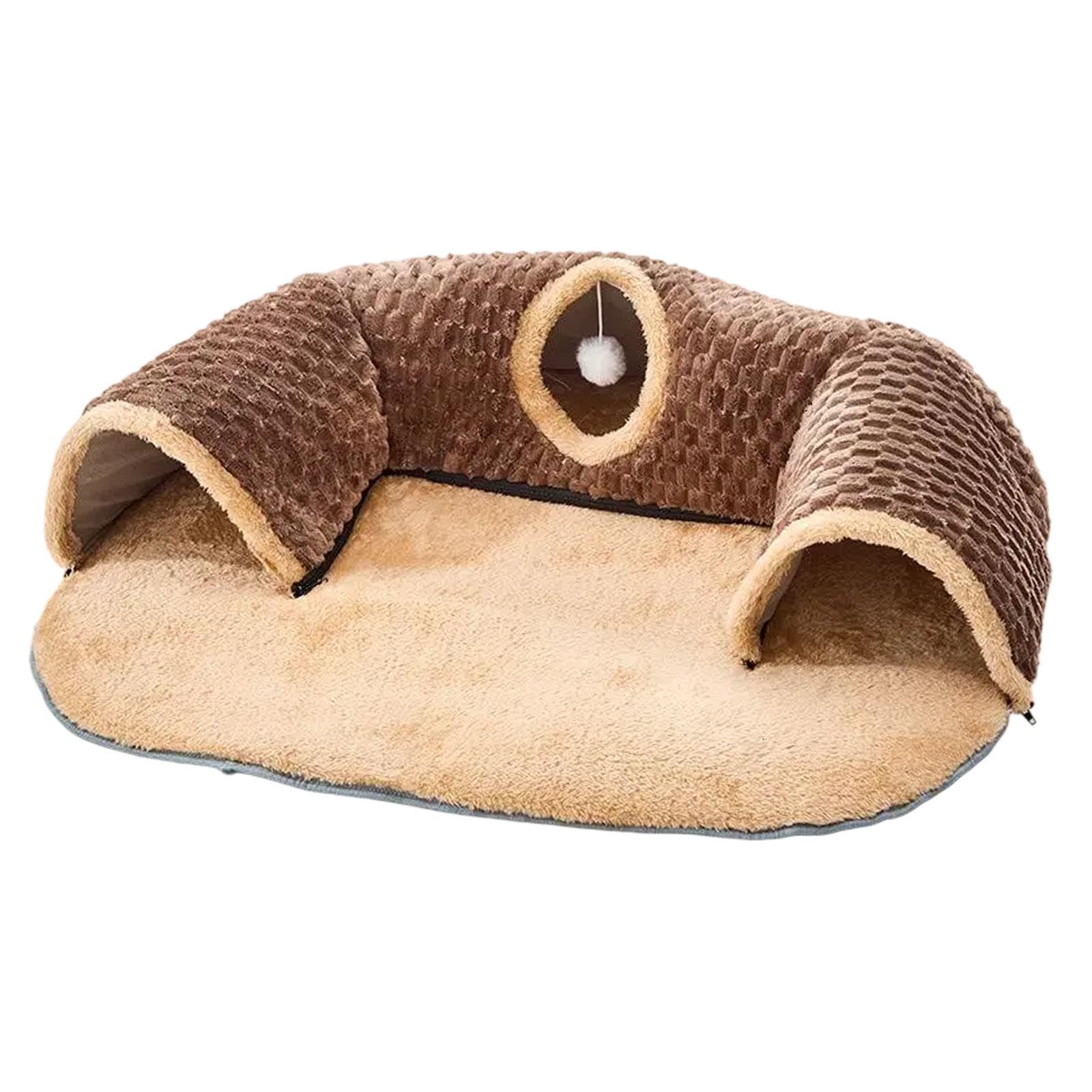 Myaddiction Cat Activity Center Hideout 2 In 1 Cat Tunnel Bed For Rabbit Hamster Outdoor Brown M