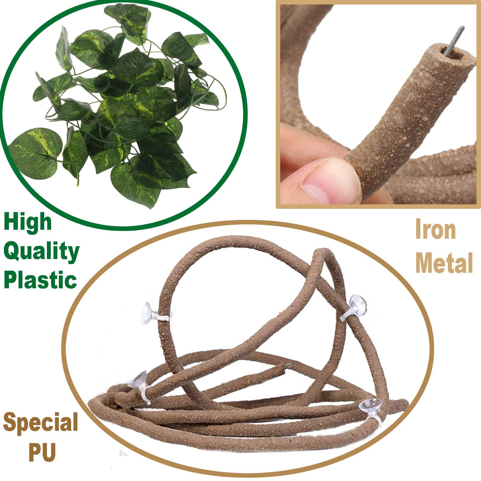 Tfwadmx Reptiles Jungle Vines Bend A Branch Ivy Artificial Fake Leaves Habitat Ornaments For Chameleons, Snakes, Lizards, Frogs