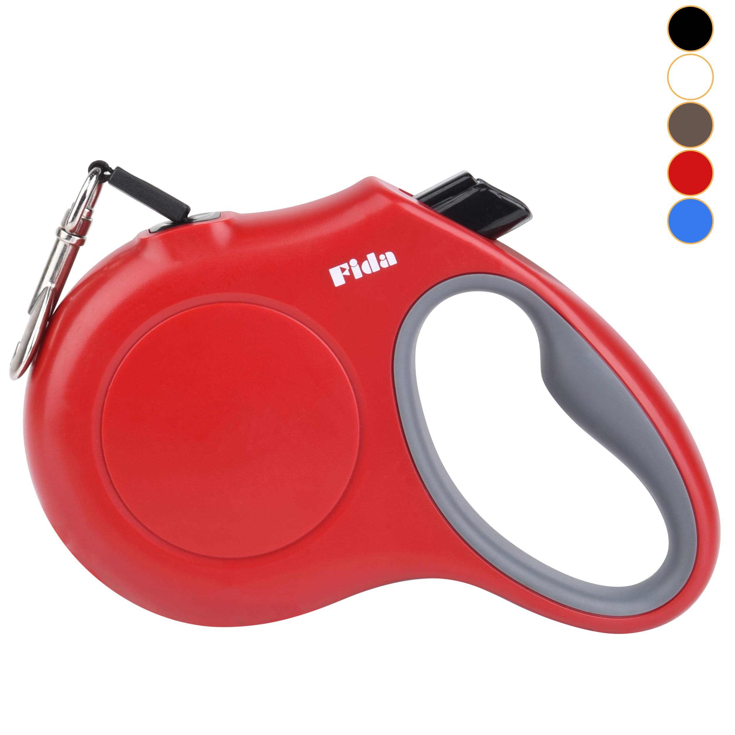 Fida Retractable Dog Leash, 16Ft Heavy Duty Pet Walking Leash For X-Small/Small/Medium/Large Dog Or Cat Up To 110 Lbs, Tangle Free. One-Hand Brake (Large, Red)