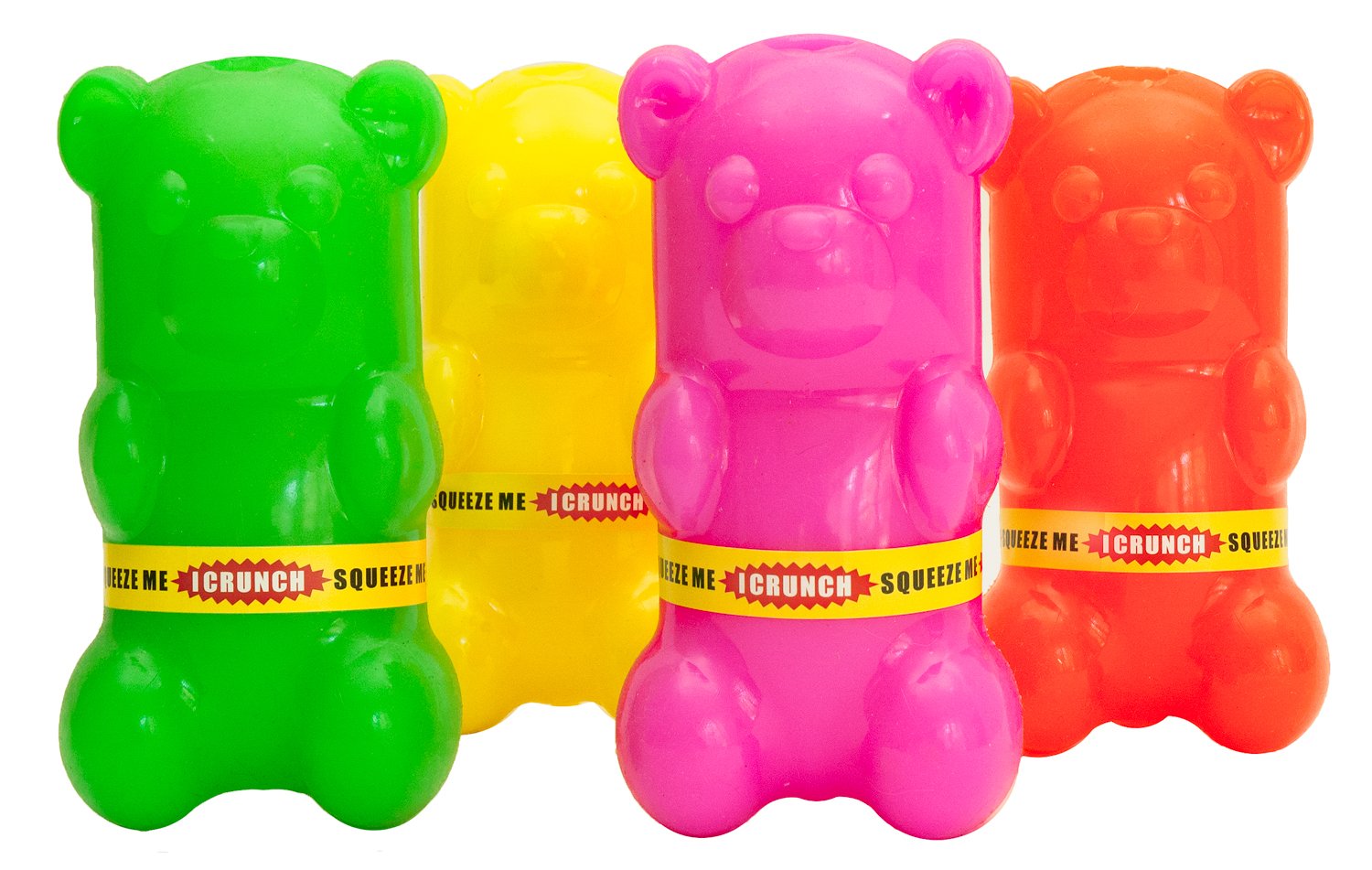 Ruff Dawg Gummy Bear Crunch Rubber Dog Toy Assorted Neon Colors