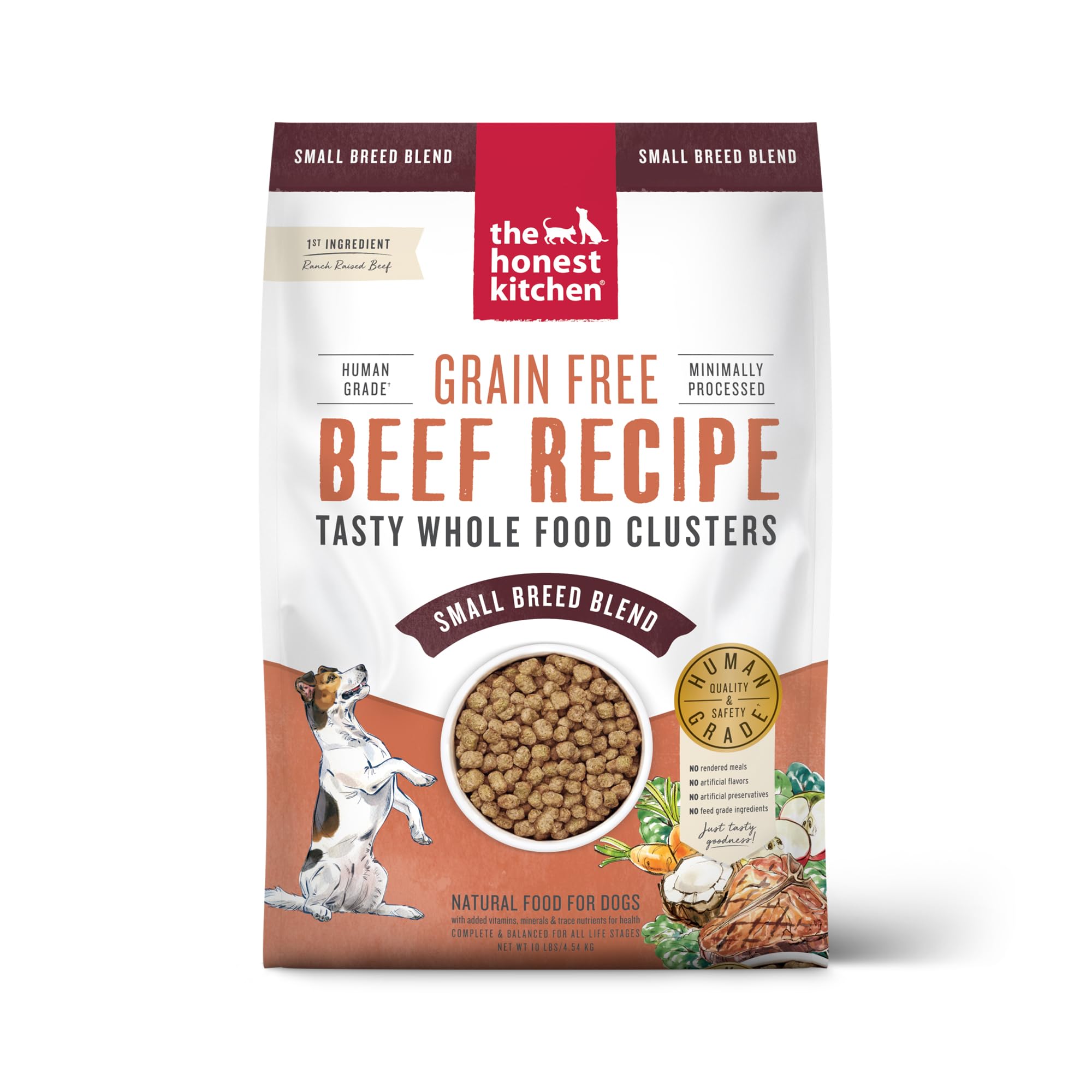 The Honest Kitchen Whole Food Clusters Small Breed Grain Free Beef Dry Dog Food, 10 lb Bag