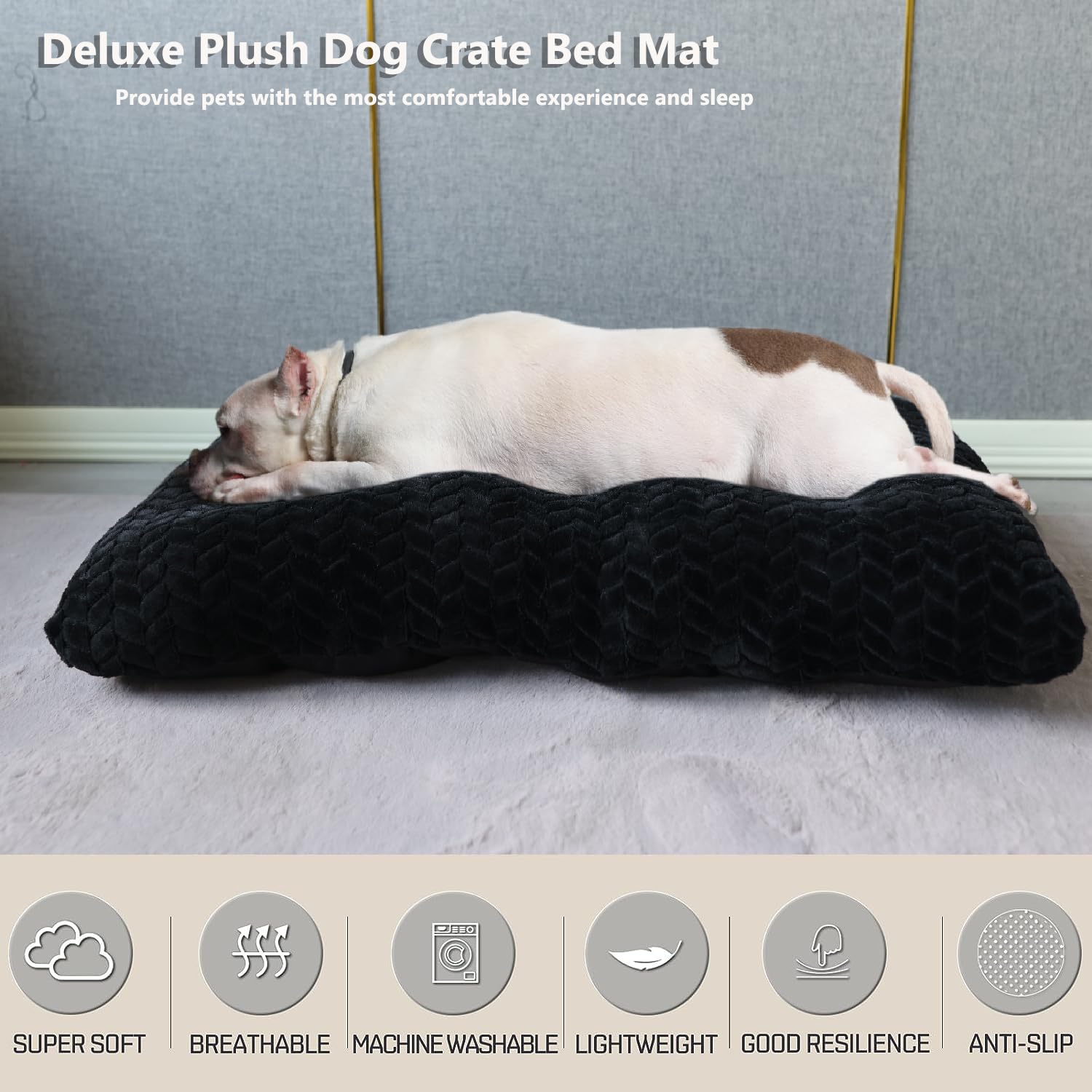 Necesitar Black Dog Crate Bed 36Inch Crate Pads For Medium Large Dogs Washable Soft And Fluffy Kennel Pad With Anti-Slip Pillows