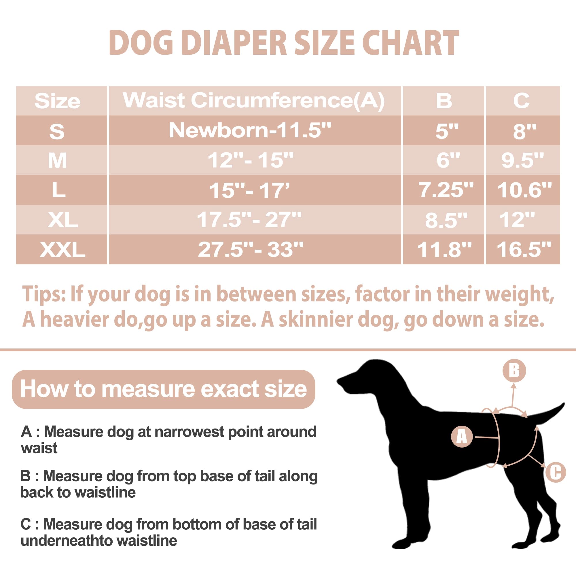 Langsprit Female Dog Diapers No Tail Hole,Reusable Puppy French Bulldog Diapers Female for Period Heat,Washable Doggy Doggie Dia