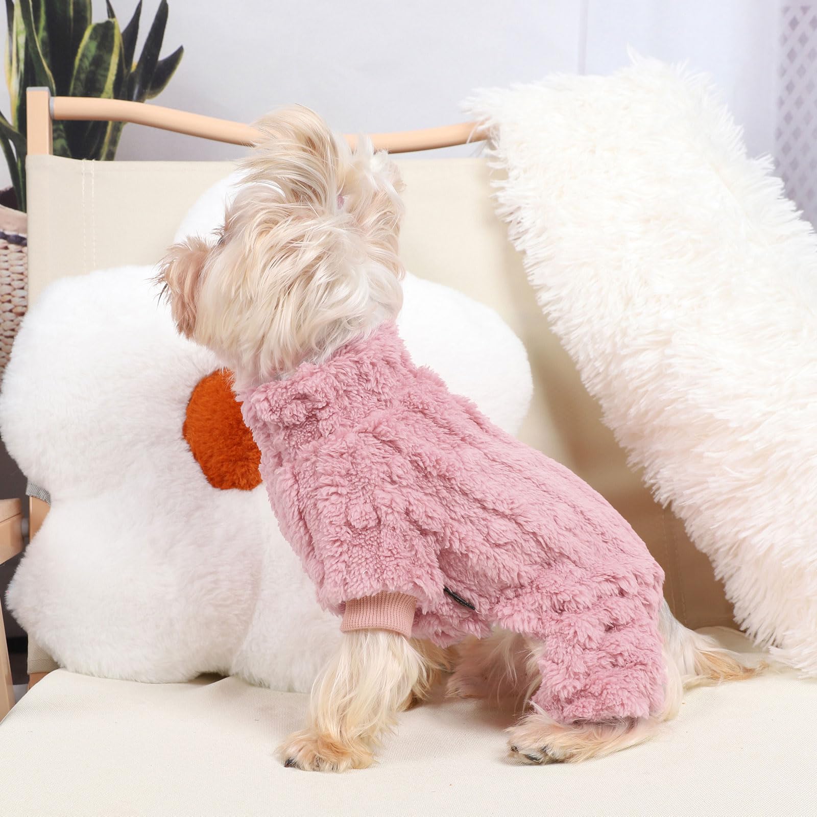 Kosiyi Dog Sweaters For Small Dogs, Valentine'S Day & Halloween Dog Clothes, Turtleneck Pullover, Pink, X-Small, Cotton Blend Fl