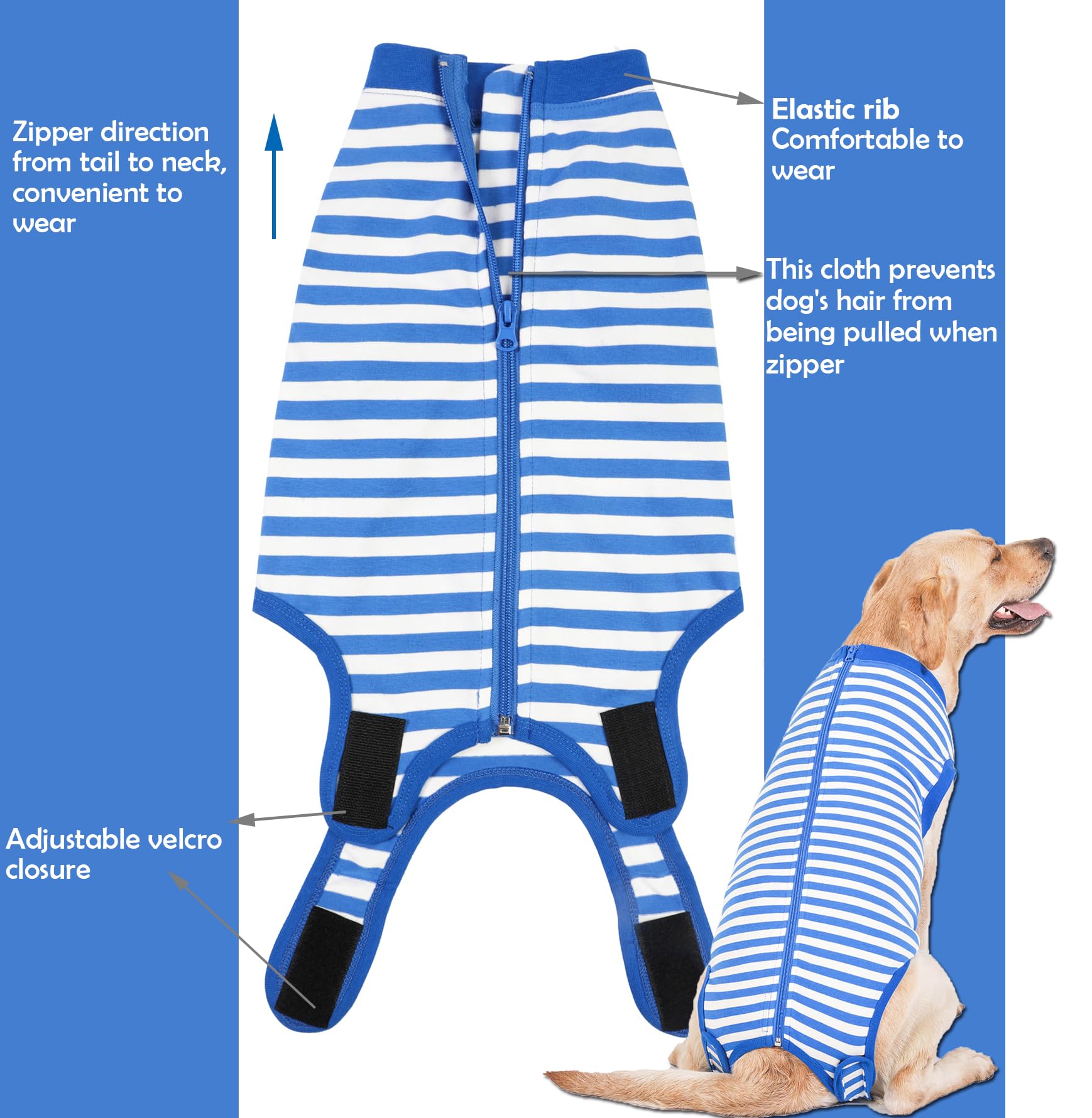 Sychien Dog Surgery Recovery Female Spay Suit, Surgeial Recovery Onesie For Xxx-Large Female Spaying Recovery,Blue 3Xl
