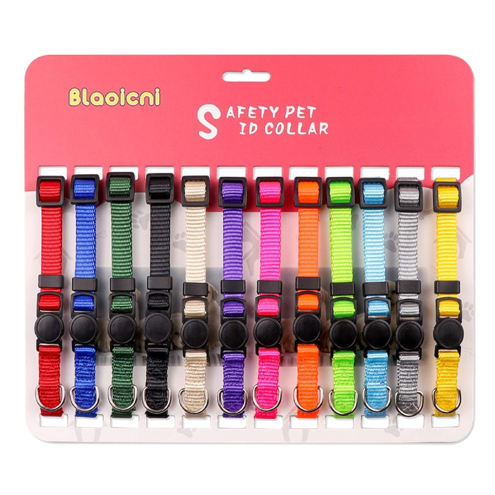Puppy Id Collar Identification Soft Nylon Adjustable Breakaway Safety Whelping Litter Collars For Newborn Pets With Record Keeping Charts 12Pcs/Set (S)