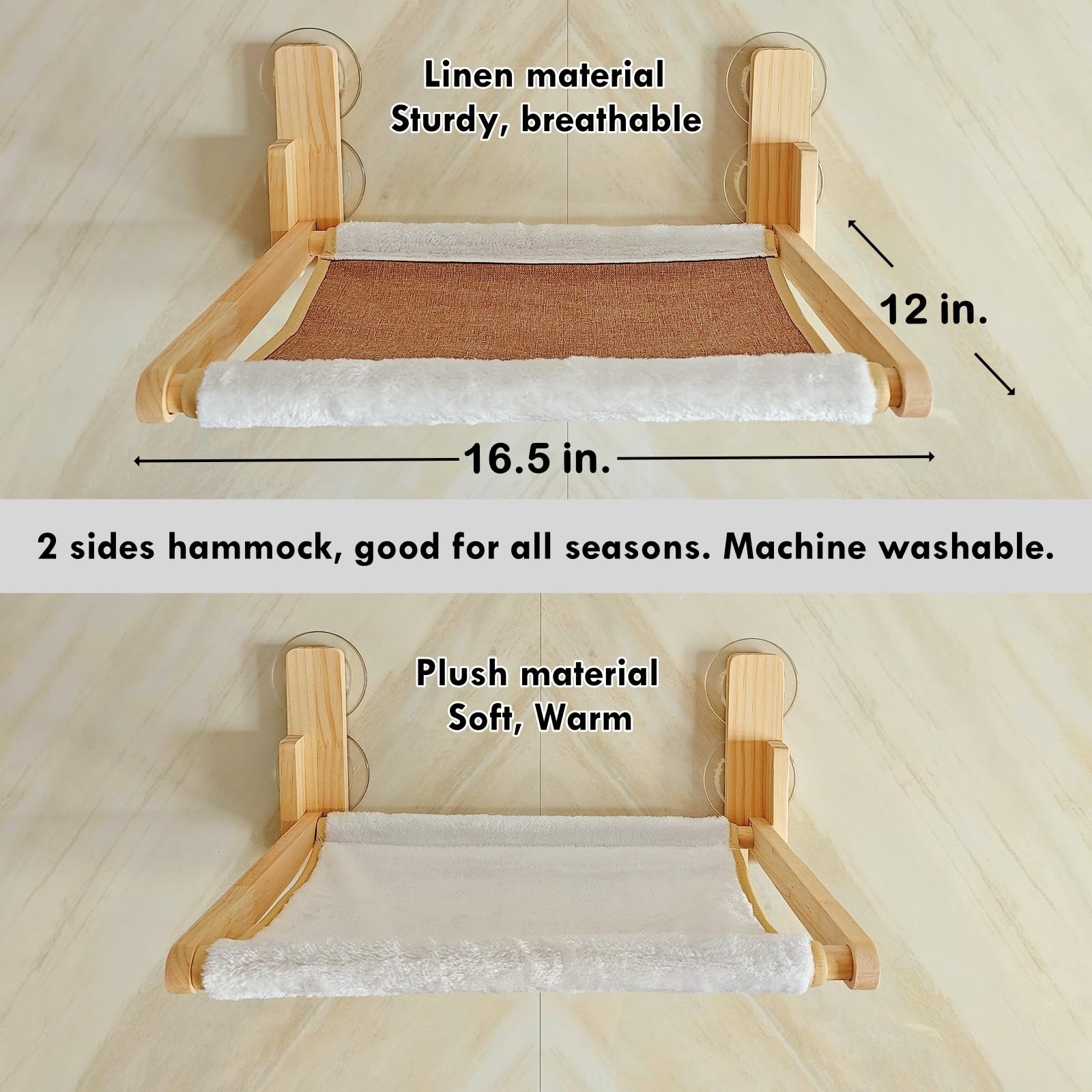 Funeetop Foldable Cat Window Perch, 16.5'X12' Hammock For Small Windows, 35 Lbs Weight Limit, Pine Wood Material