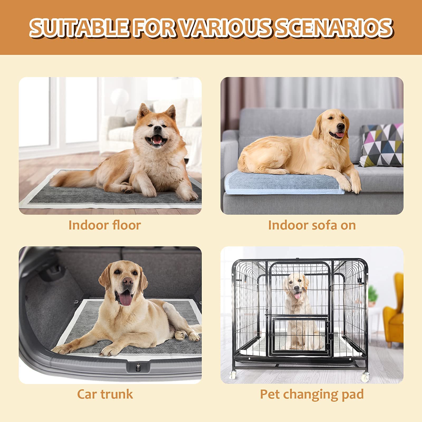 HIDOGGYLD Extra Large Charcoal Dog Pee Pads 28" x 34", 40 Count, Super Absorbent & Leak-Proof, Model C2834