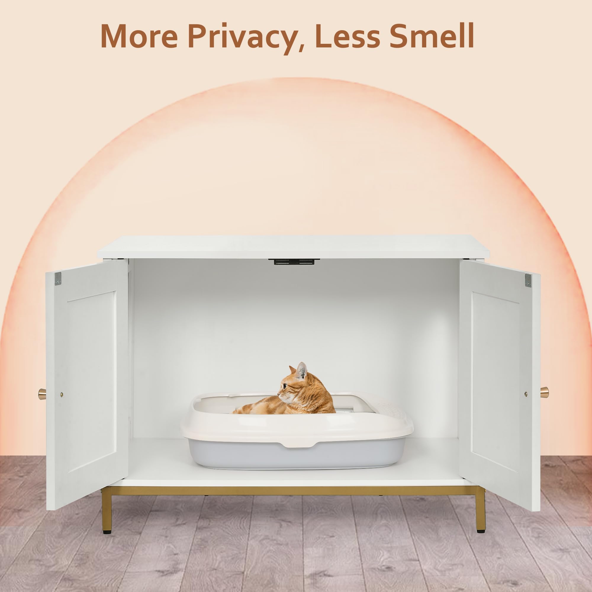 Homhedy Cat Litter Box Enclosure, Modern White Pet House, 28.3"L x 17.7"W x 21.7"H, Engineered Wood, Model CL70W