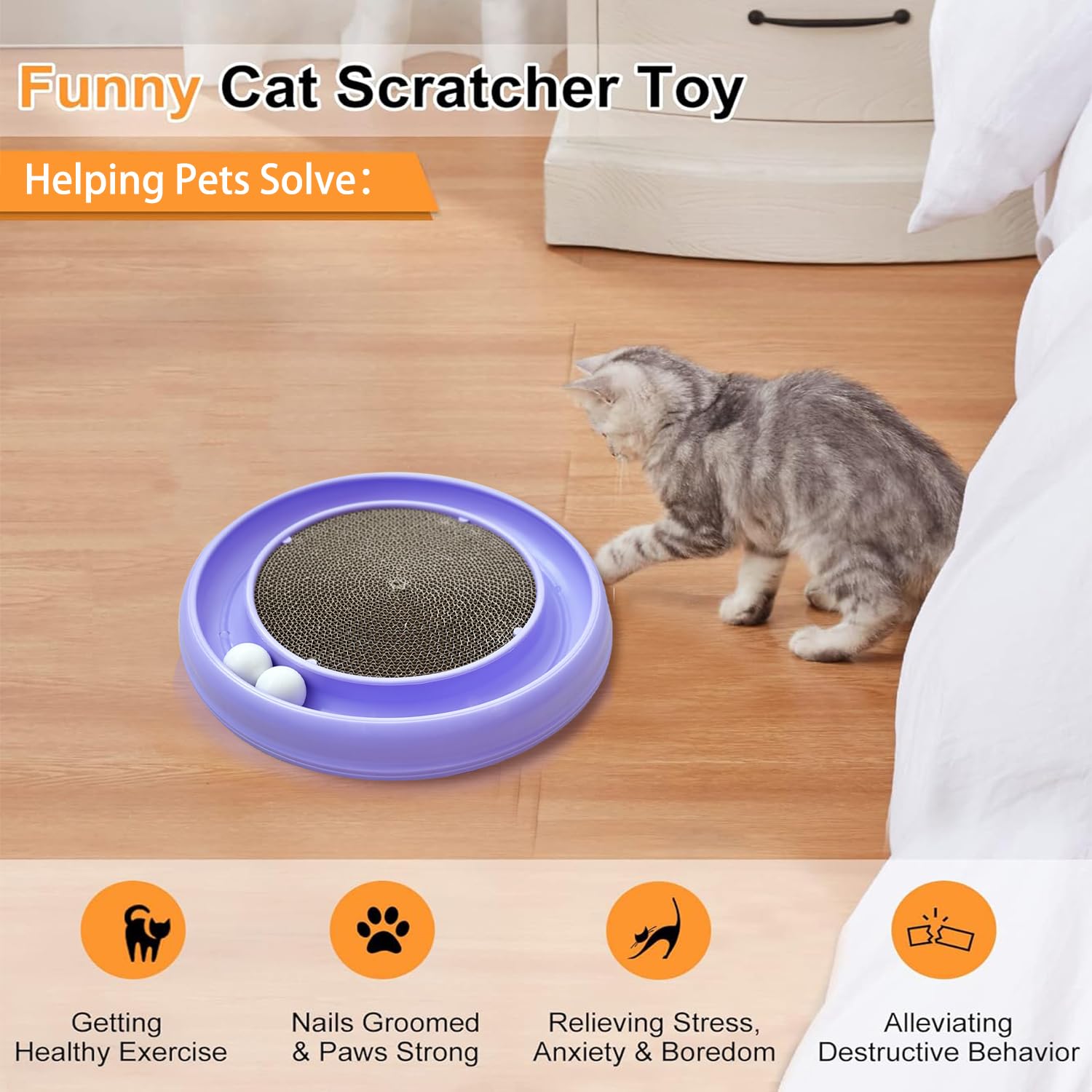 Lyctdd Interactive Cat Ball Track Toy For Indoor Cats, Cat Scratching Board & Exercise Set For Bored Indoor Adult And Kitten Men