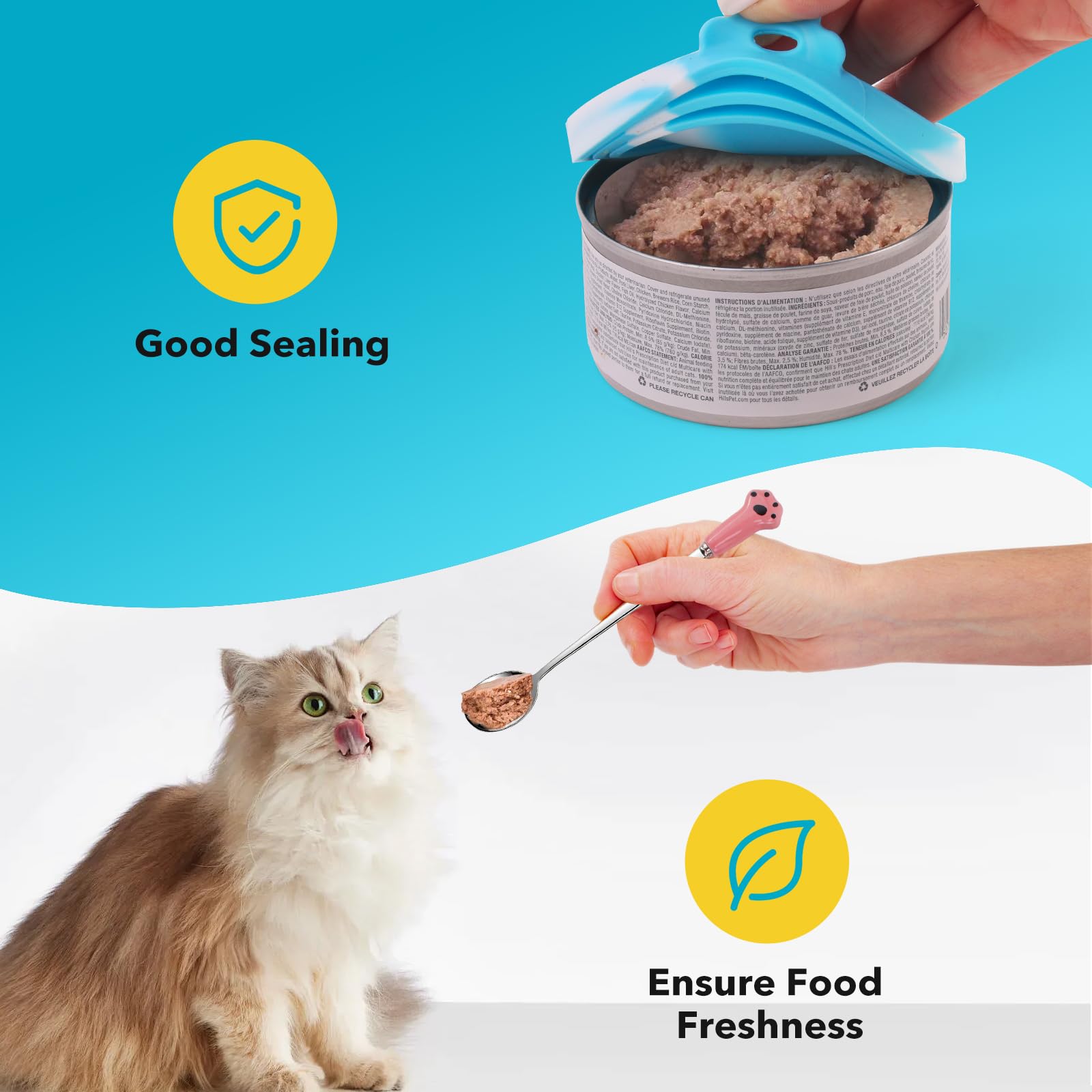 Comtim 5 PCS Pet Food Can Lids & Spoons Set - Silicone Dog Cat Food Can Covers Lids Top/Multi-Function Cat Food Spoon Spatula Ca