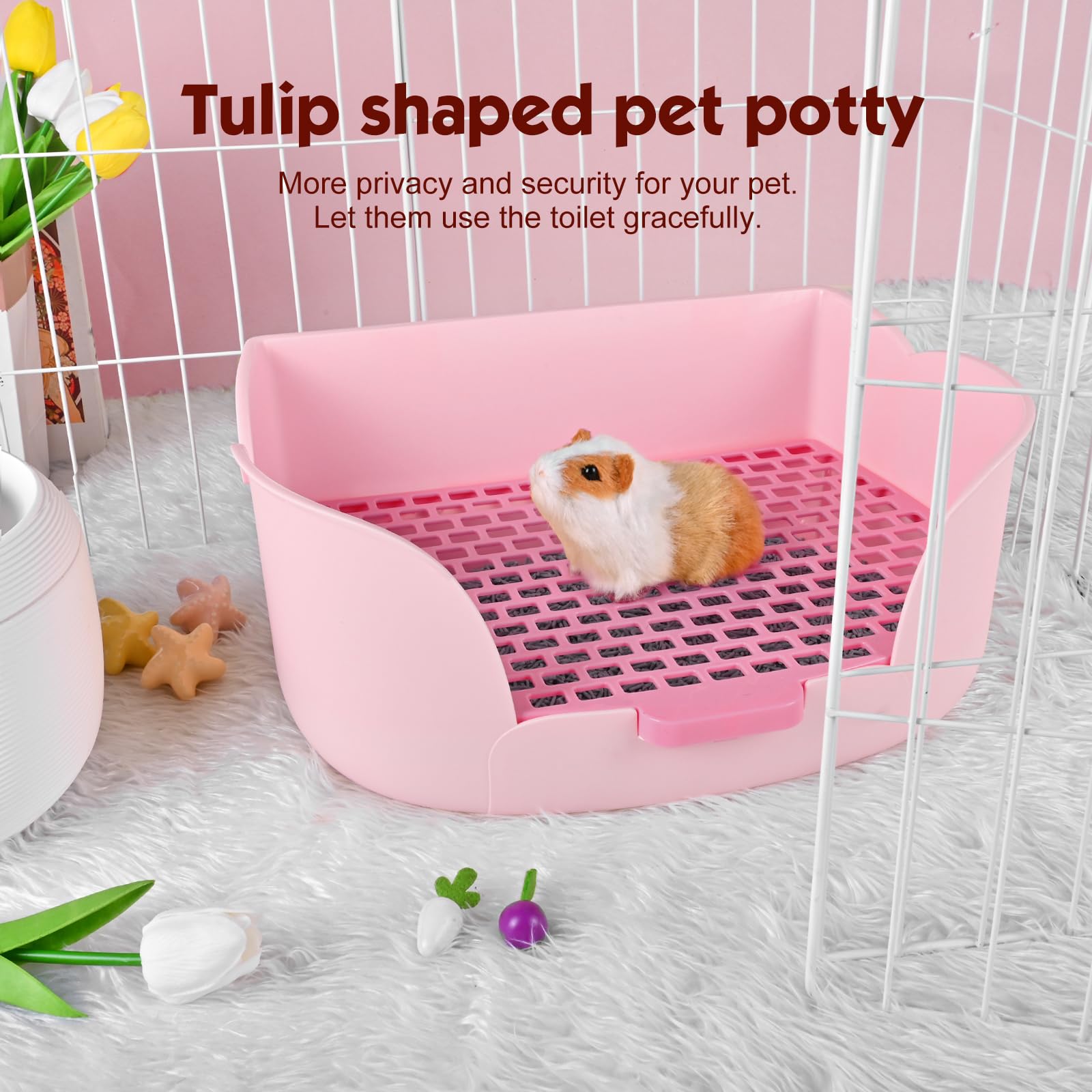 RUBYHOME Large Bunny Litter Box (15.5 x 11.1 x 6.2) Small Animal Litter Pet Toilet Potty Trainer Corner Litter Bedding Box Pet P