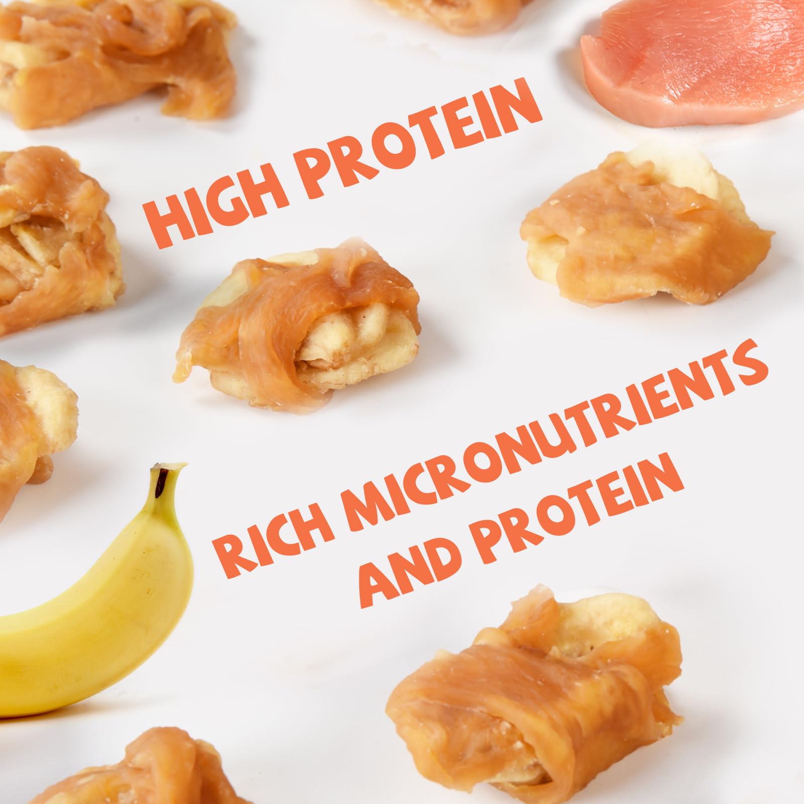 Pawmate Chicken Wrapped Banana Slices Dog Treats Small Dogs, Healthy Rawhide-Free Low Fat Soft Training Snacks Chews with Taurin