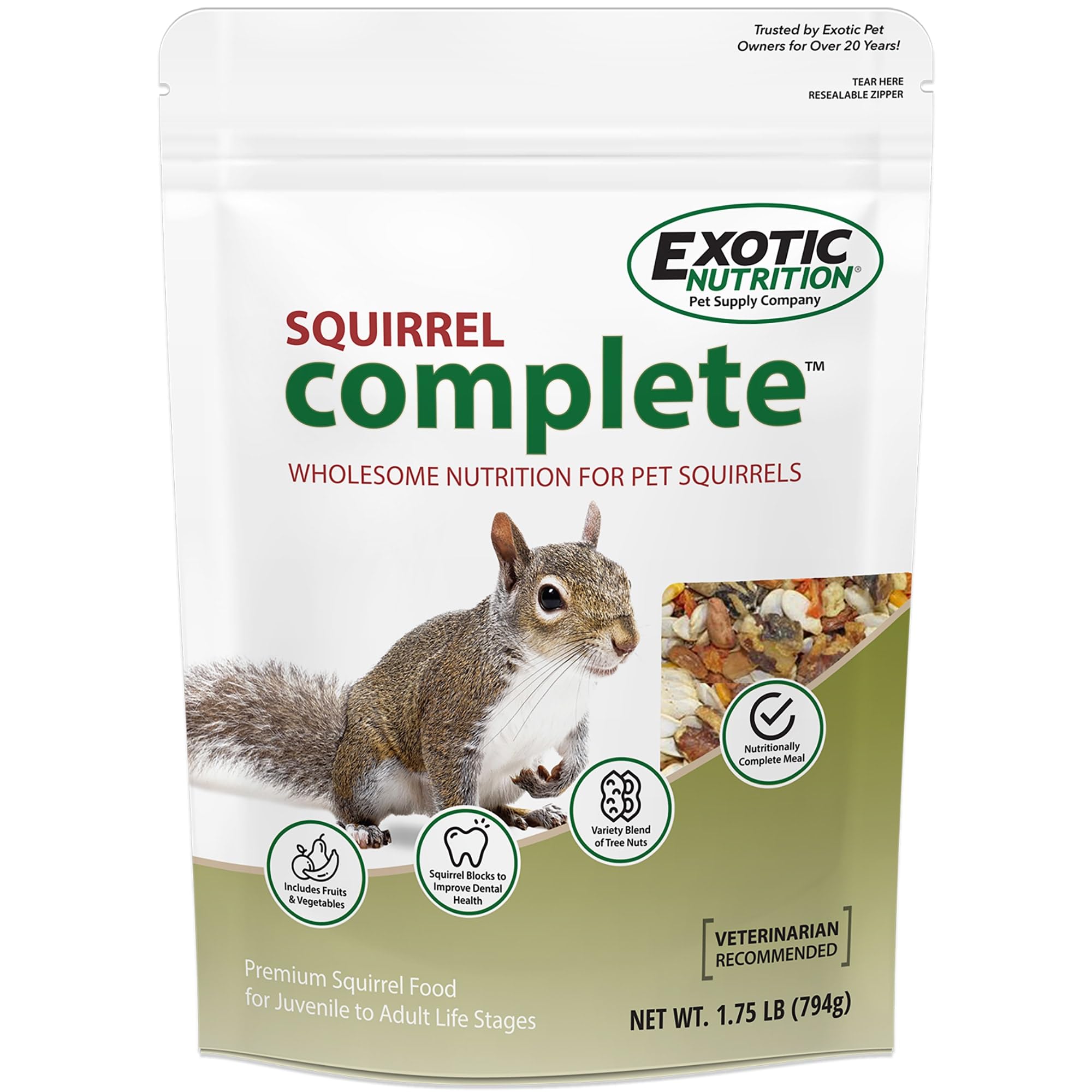 Squirrel Complete (1.75 lb.) - Healthy Natural Food - Nutritionally Complete Diet for Pet & Captive Squirrels - Ground Squirrels