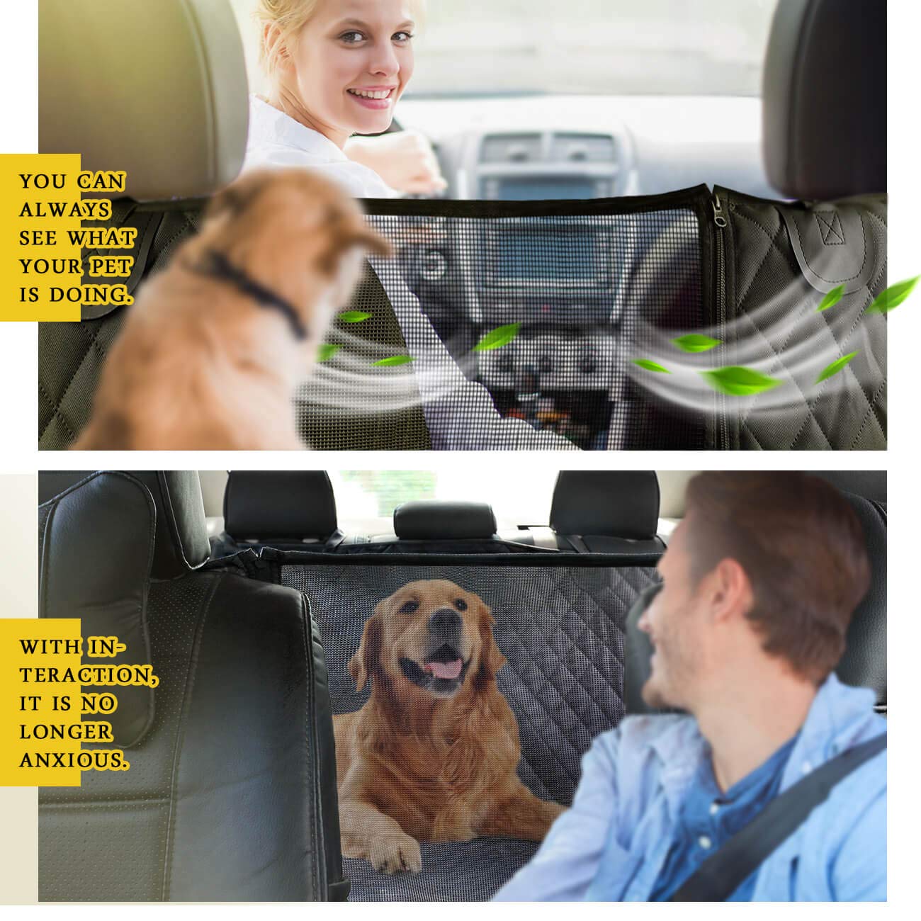 Vailge Dog Seat Cover for Back Seat, 100% Waterproof Dog Car Seat Covers with Mesh Window, Scratch Prevent Antinslip Dog Car Ham