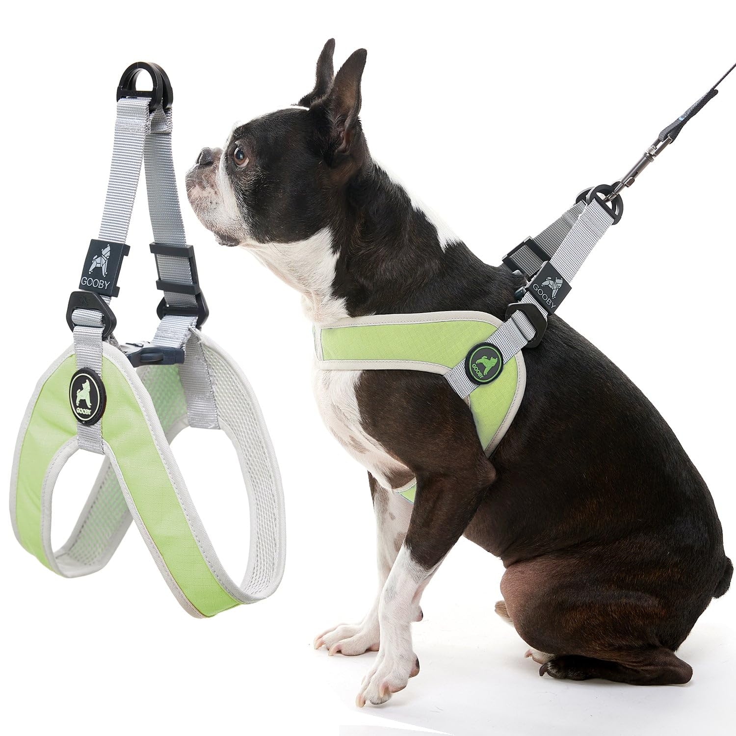 Gooby Simple Step in III Harness - Green, Medium - Small Dog Harness with Scratch Resistant Outer Vest - Soft Inner Mesh Harness