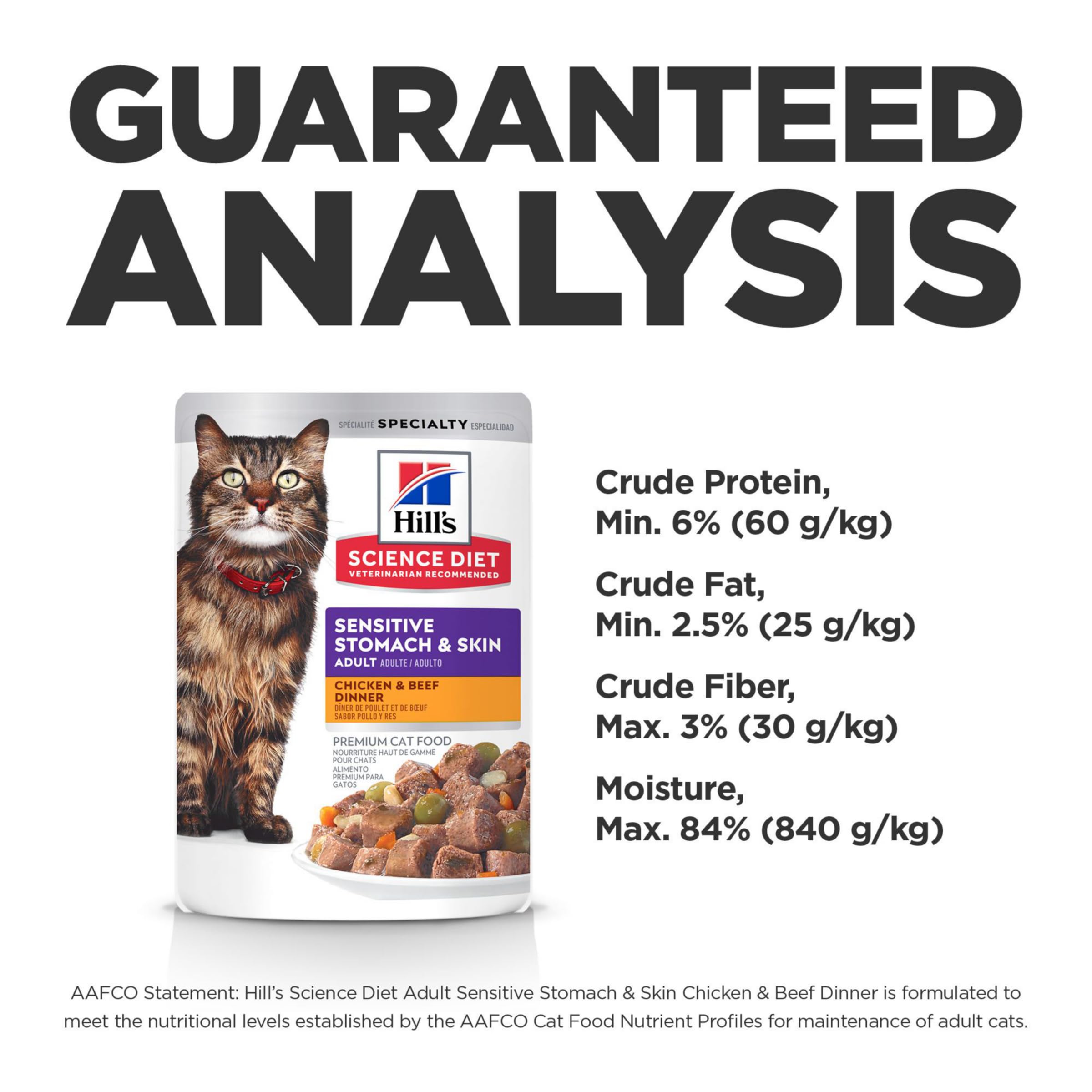 Hills Science Diet Sensitive Stomach & Skin, Adult 1-6, Stomach & Skin Sensitivity Support, Wet Cat Food, Chicken & Beef Stew,