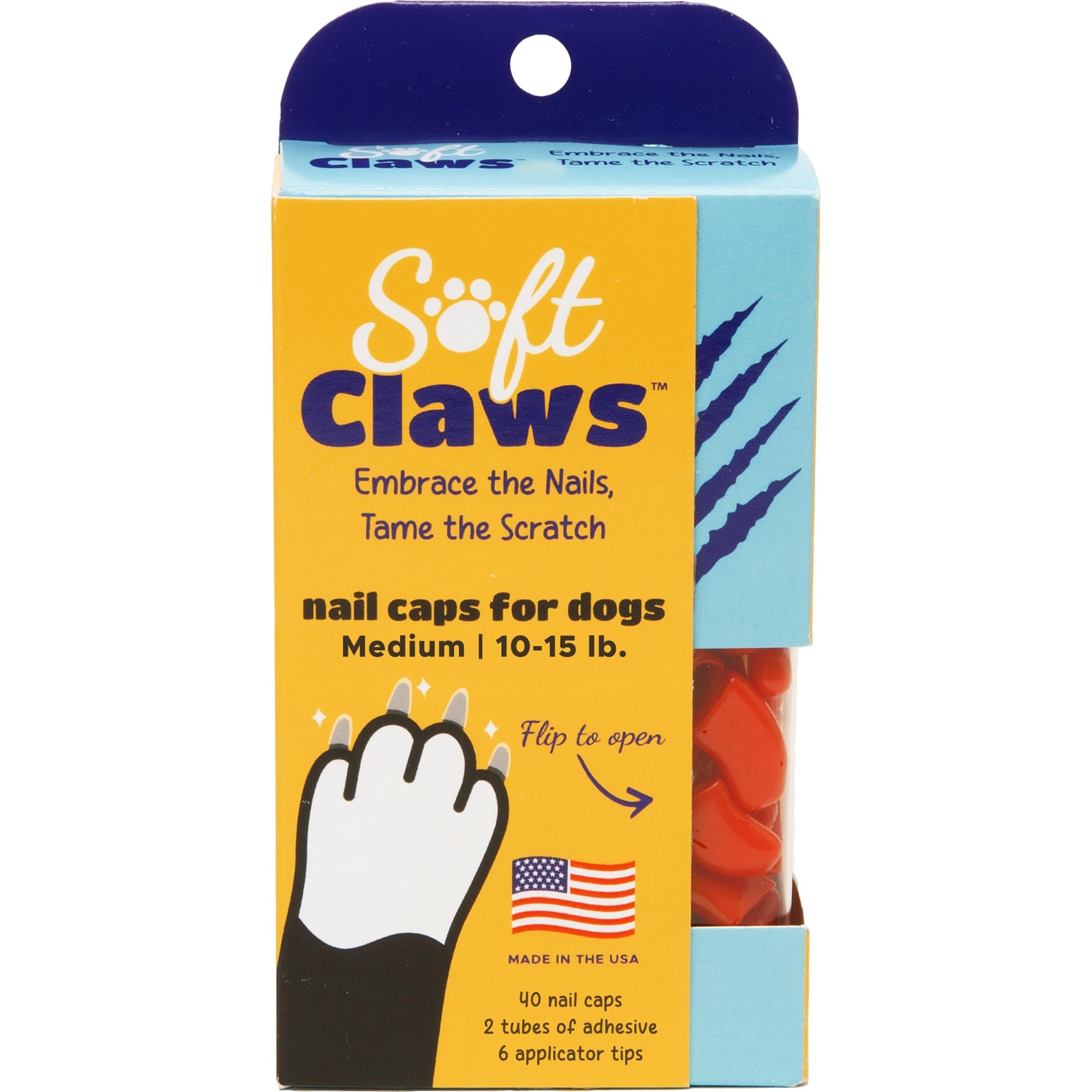 Soft Claws Canine Dog and Cat Nail Caps Take Home Kit, Medium, Red