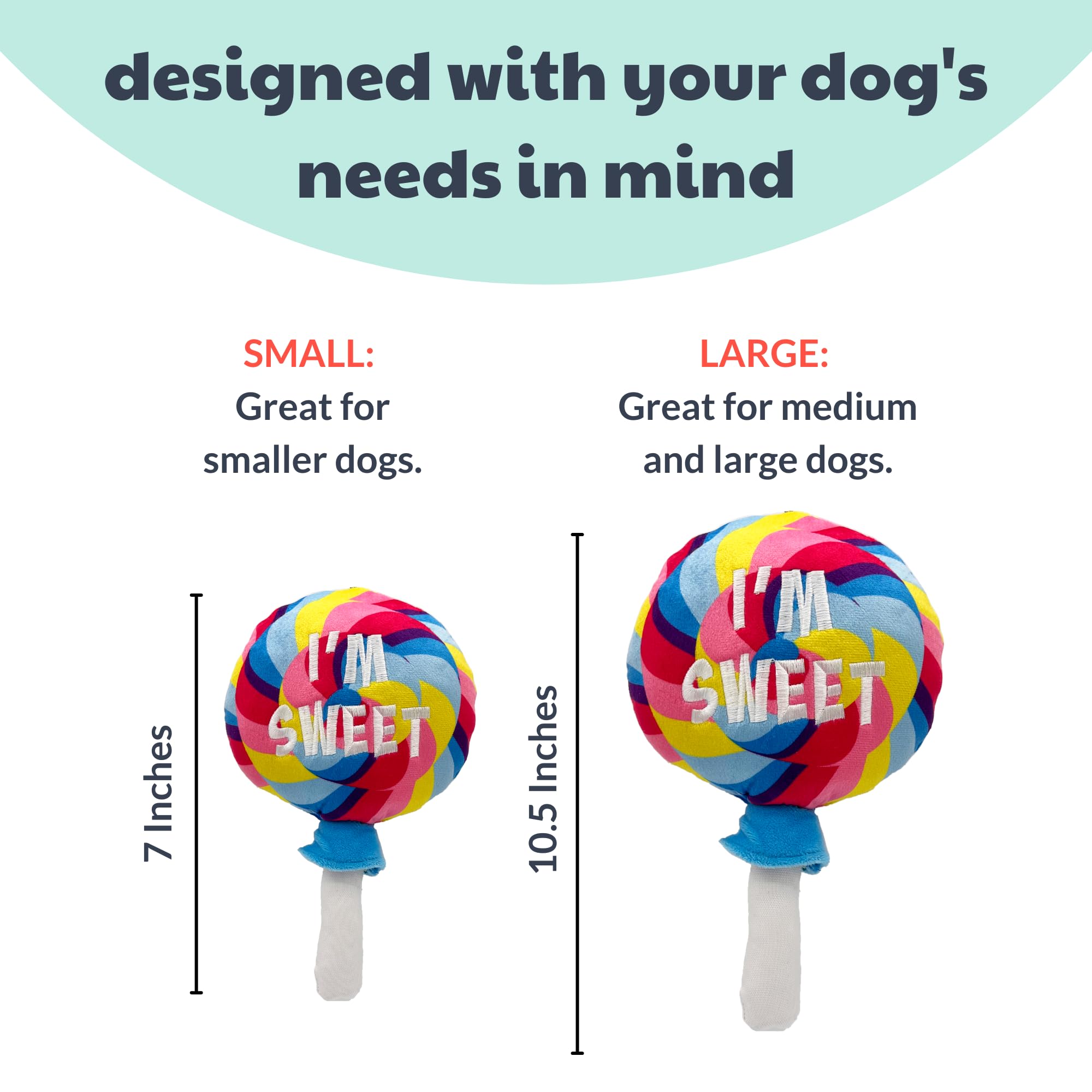 Huxley & Kent For Dogs - I'M Sweet Lollipop (Large) - Easter Spring - Power Plush Funny Dog Toy With Squeaker - Fun, Durable, An