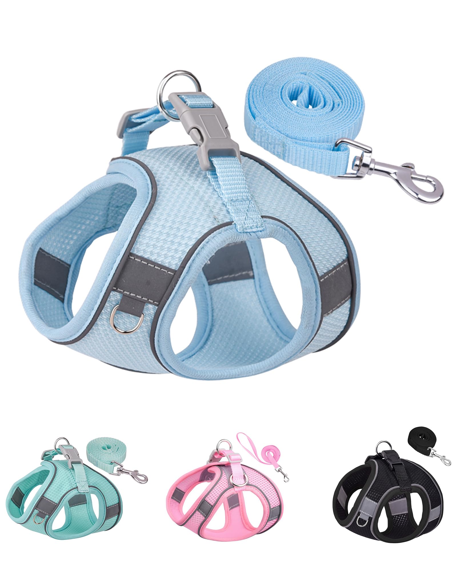 Solmoony No Pull Dog Harness - Step In Mesh Harness For Small Dogs, Bule, Xxs