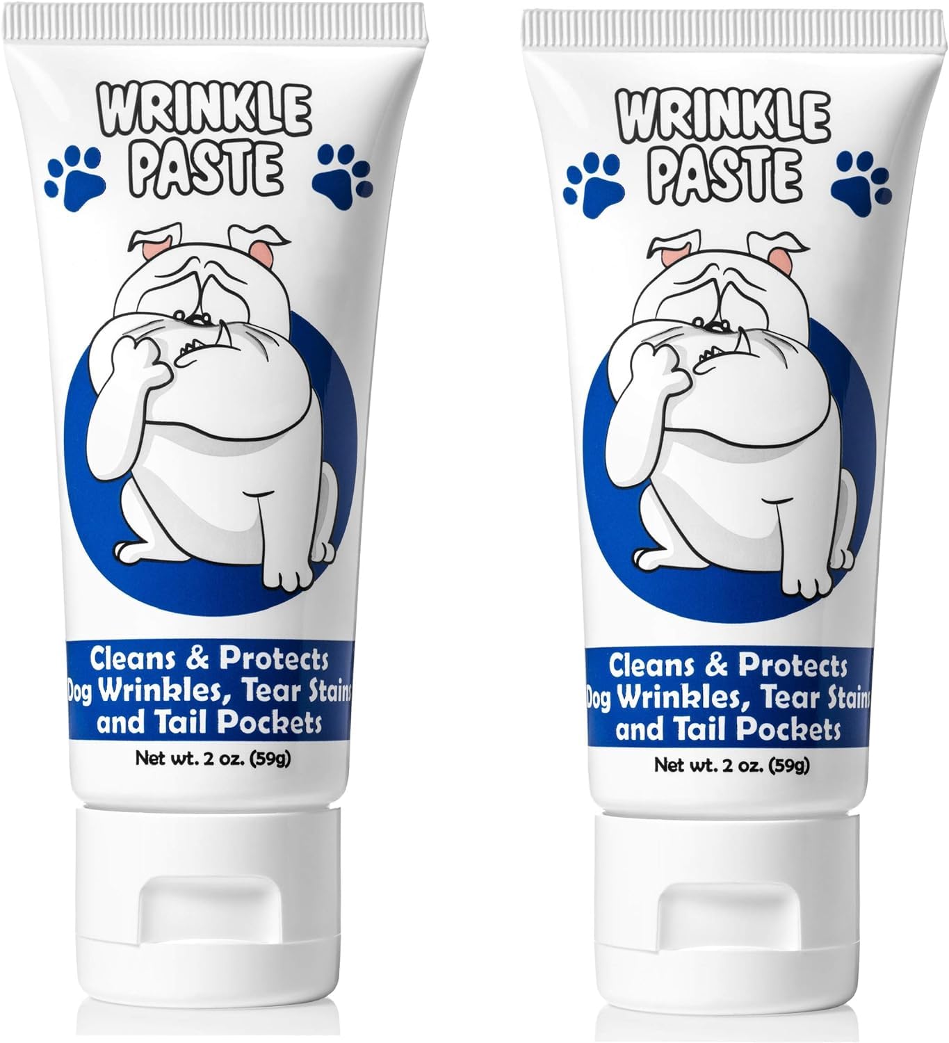 Squishface Wrinkle Paste - 2 Pack - Bulldog, French Bulldog, Pug, English Bulldog - Cleans Wrinkles, Tear Stain, Tail Pockets, a