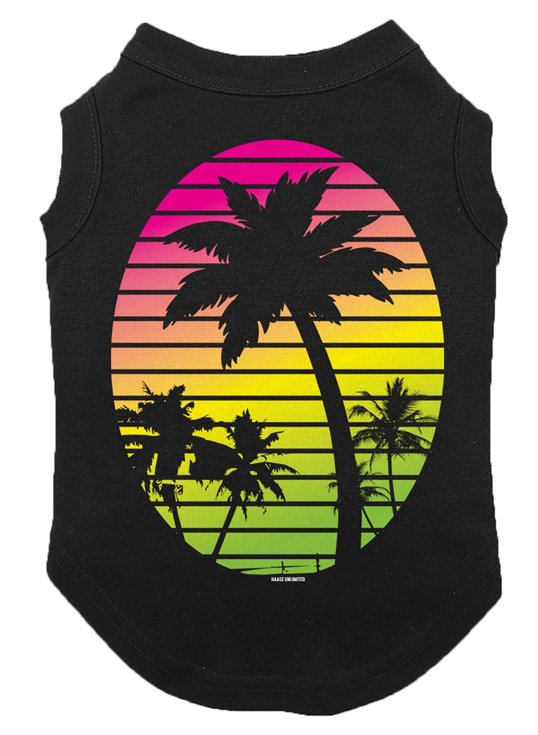 Palm Tree Scene - Dog Shirt (Black, 2X-Large)