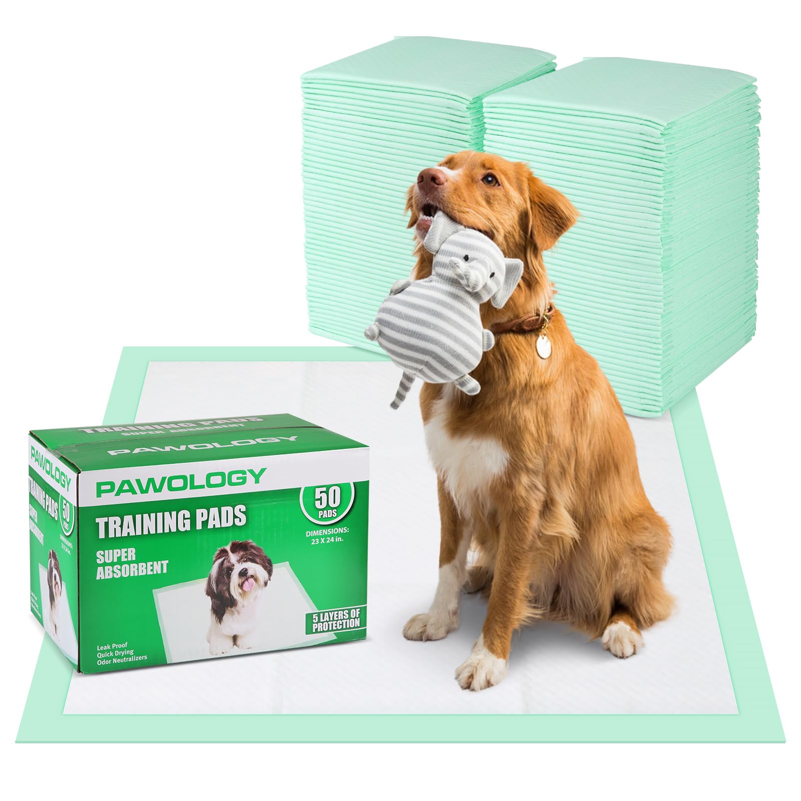 PAWOLOGY Puppy Pads Extra Large 30x28, Dog Pee Pads with 5-Layer Super Absorbent Quick Dry Design, Leakproof Dog Traning Pads fo
