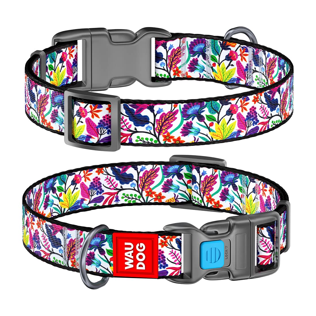 Waudog Adjustable Dog Collars  Magic Flower Printed Collars For Dogs & Puppies  Soft Durable & Strong Dog Collars  Nylon Dog 