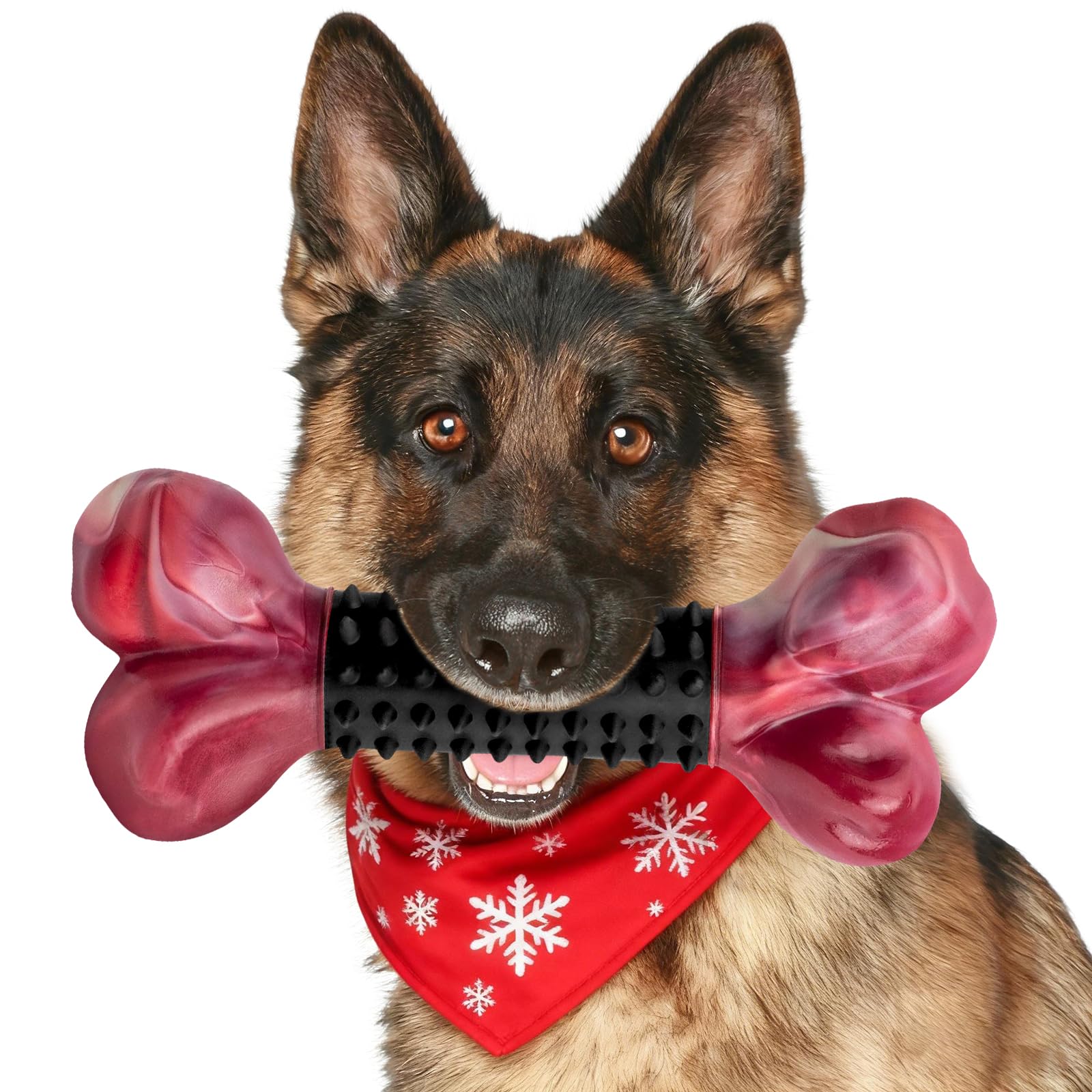 Apasiri Tough Dog Toys for Aggressive Chewers Large Breed, Dog Chew Bone with Bacon Flavor, Nylon & Rubber Chew Toy for Medium L