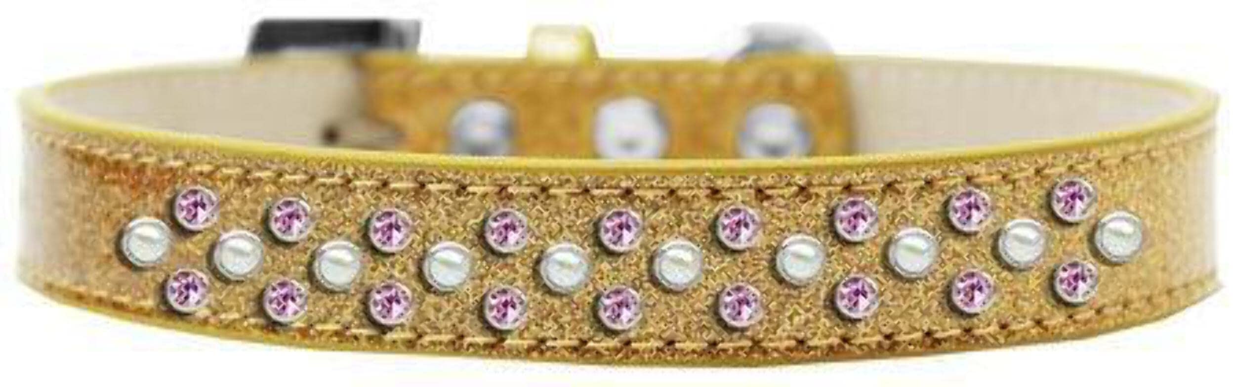 Mirage Pet Products Sprinkles Ice Cream Dog Collar with Pearl and Light Pink Crystals, Size 20, Silver