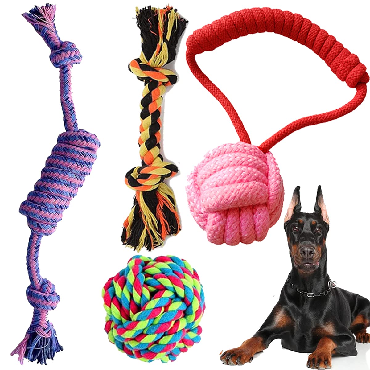 Youhavedeal Dog Chew Toys For Puppies Teething, 4 Pack Puppy Chew Toys Dog Toy Bundle Chew Ball Dog Rope Toys Puppy Teething Che