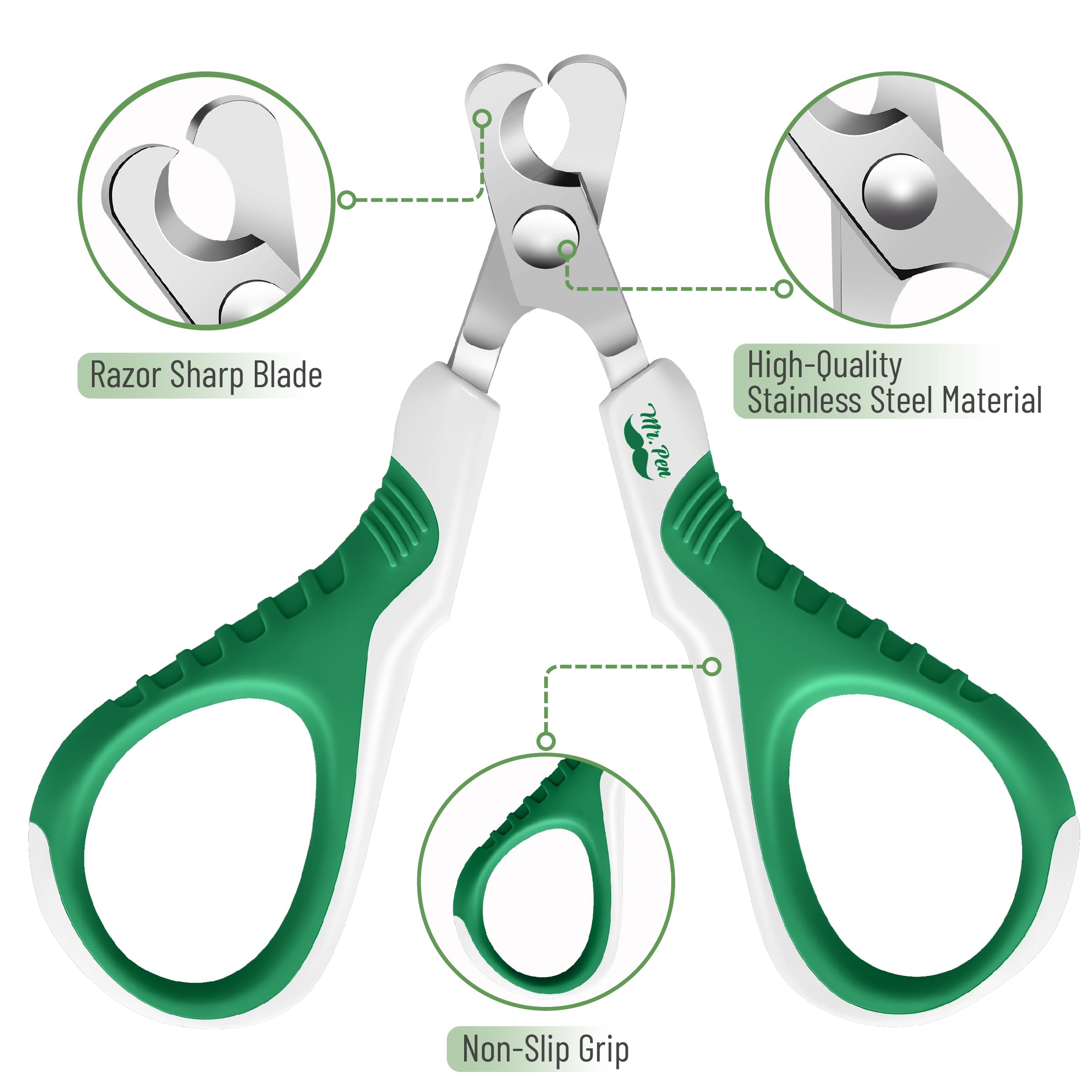 Mr. Pen- Cat Nail Clipper, Green & White Cat Nail Trimmer, Cat Nail Clippers, Cat Claw Clippers, Cat Clippers For Nails, Pet Nail Clippers, Kitten Nail Clipper, Small Dog Nail Clipper Cat Claw Trimmer