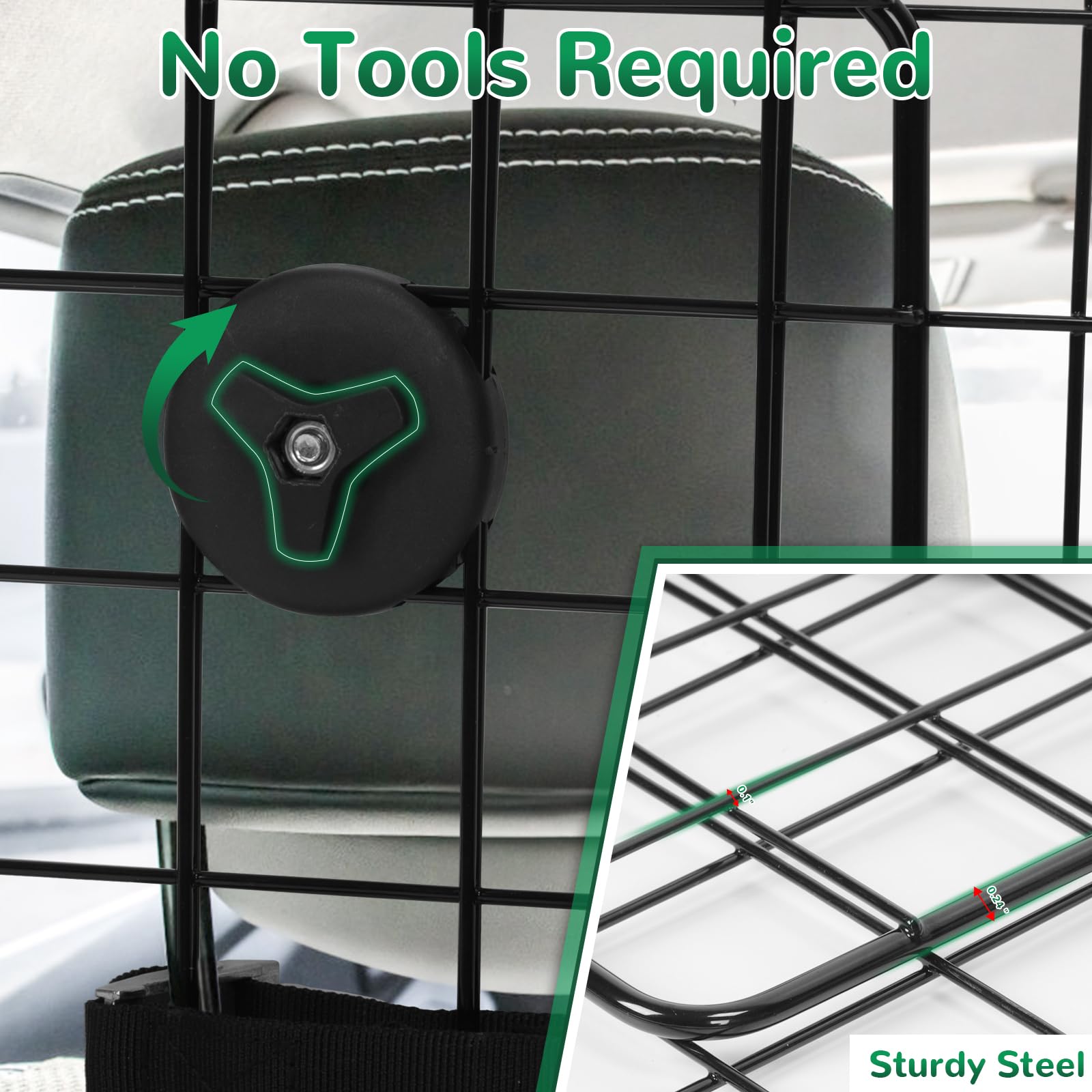 HAITRAL Universal-Fit Dog Barrier - Adjustable Heavy-Duty Wire Mesh Pet Guard for SUV/Car/Truck - Black