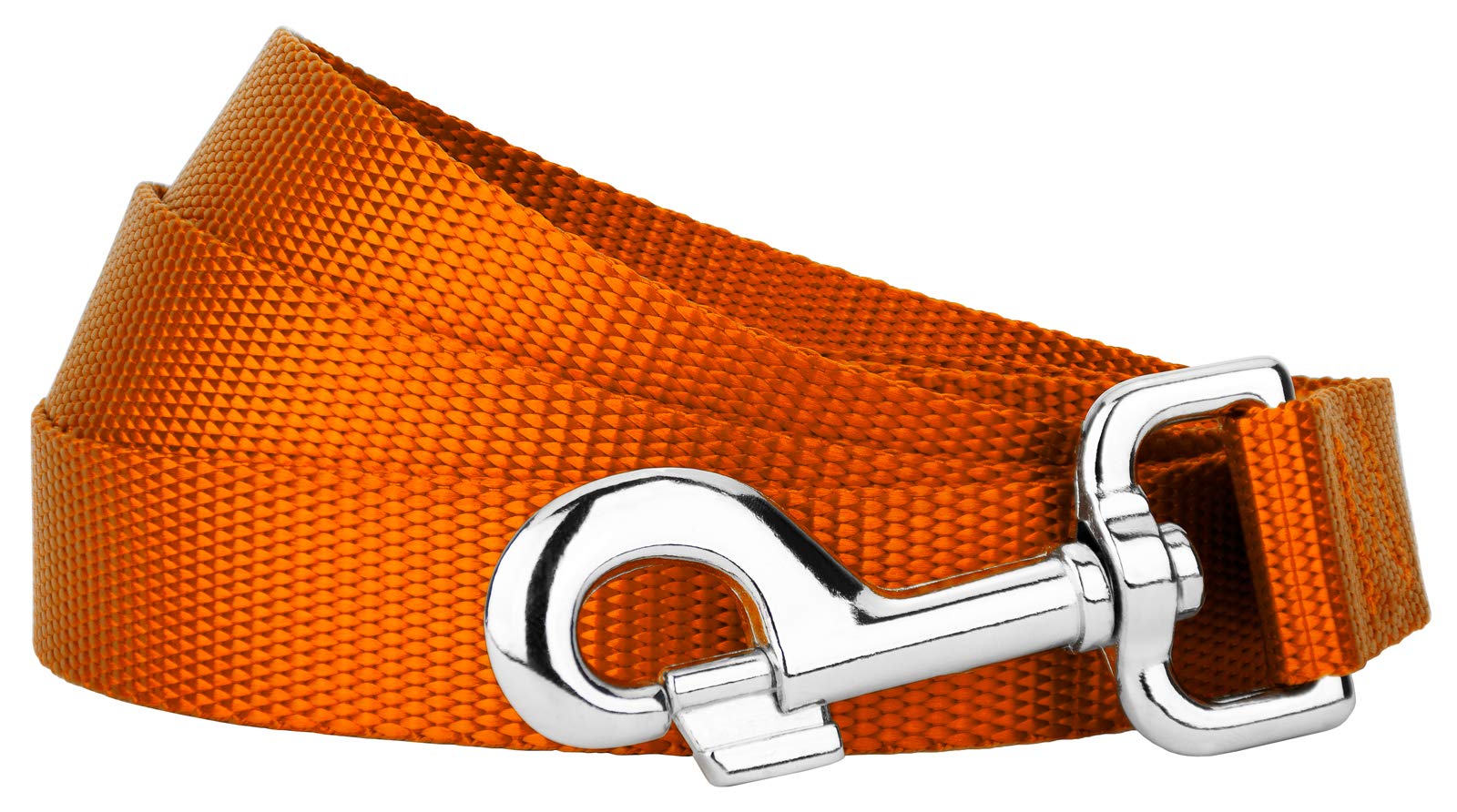 Country Brook Petz - 1 Inch Solid Color Nylon Dog Leash - Durable Clip - Soft Handle (1 Inch Wide, 4 Foot, Orange)