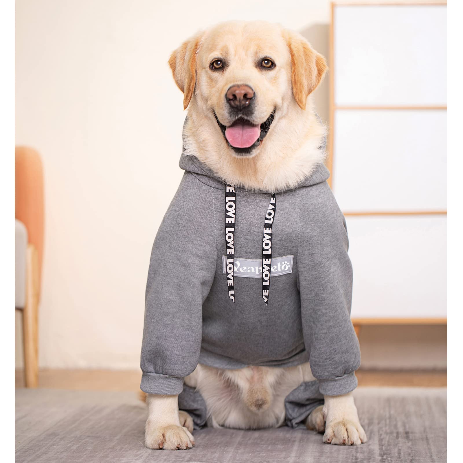 Grey 3X-Large Dog Hoodie For Winter, Pullover 4 Legs Warm Coat, Fleece Hoodie Sweatshirt