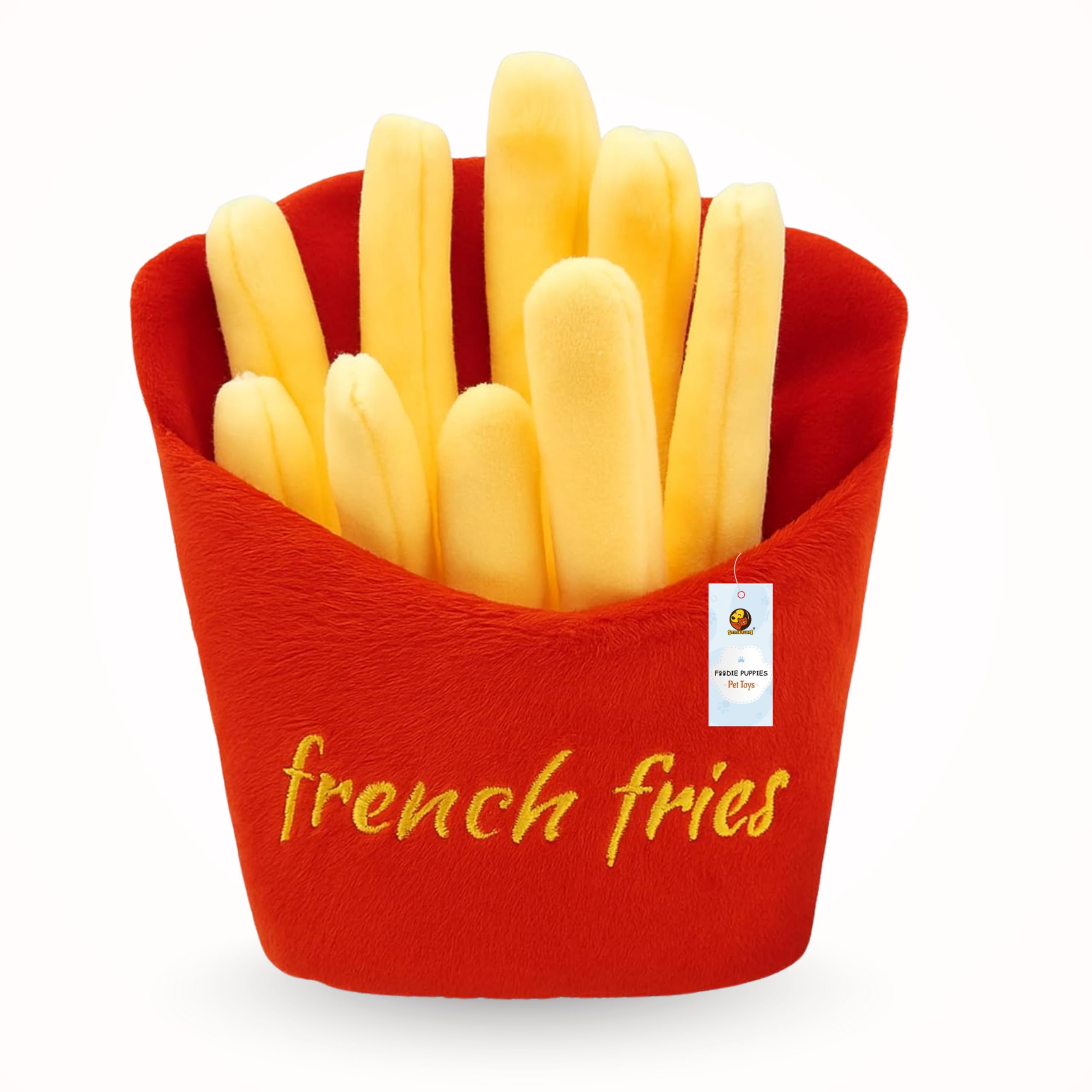 Foodie Puppies Squeaky Plush Dog Toy  (French Fries) | Durable, BiteResistant & Crinkle Sound Chew Toy | Soft, Safe & Fun For 