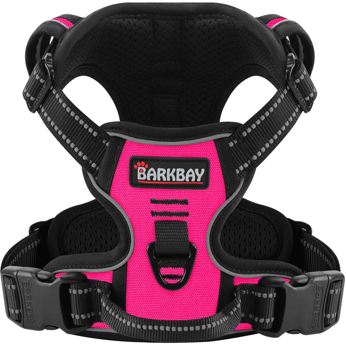 Barkbay No Pull Pet Harness Dog Harness Adjustable Outdoor Pet Vest 3M Reflective Oxford Material Vest For Pink Dogs Easy Contro