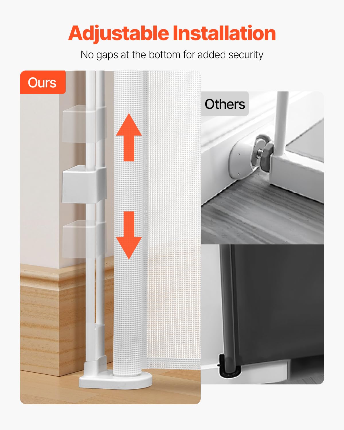 VEVOR Retractable Baby Gate, 34 inch Tall, Extends up to 55 inch Wide, Retractable Gate for Kids or Pets, Mesh Material, Easy to