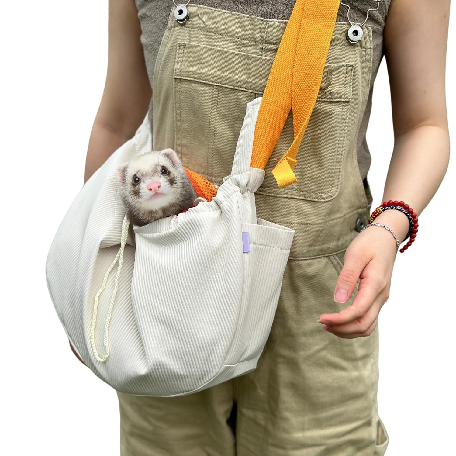 Ferret Sling Carrier - Pet Carrying Bag with Adjustable Strap Hands Free Shoulder Bag Crossbody Travel Slings Soft Small Animal 