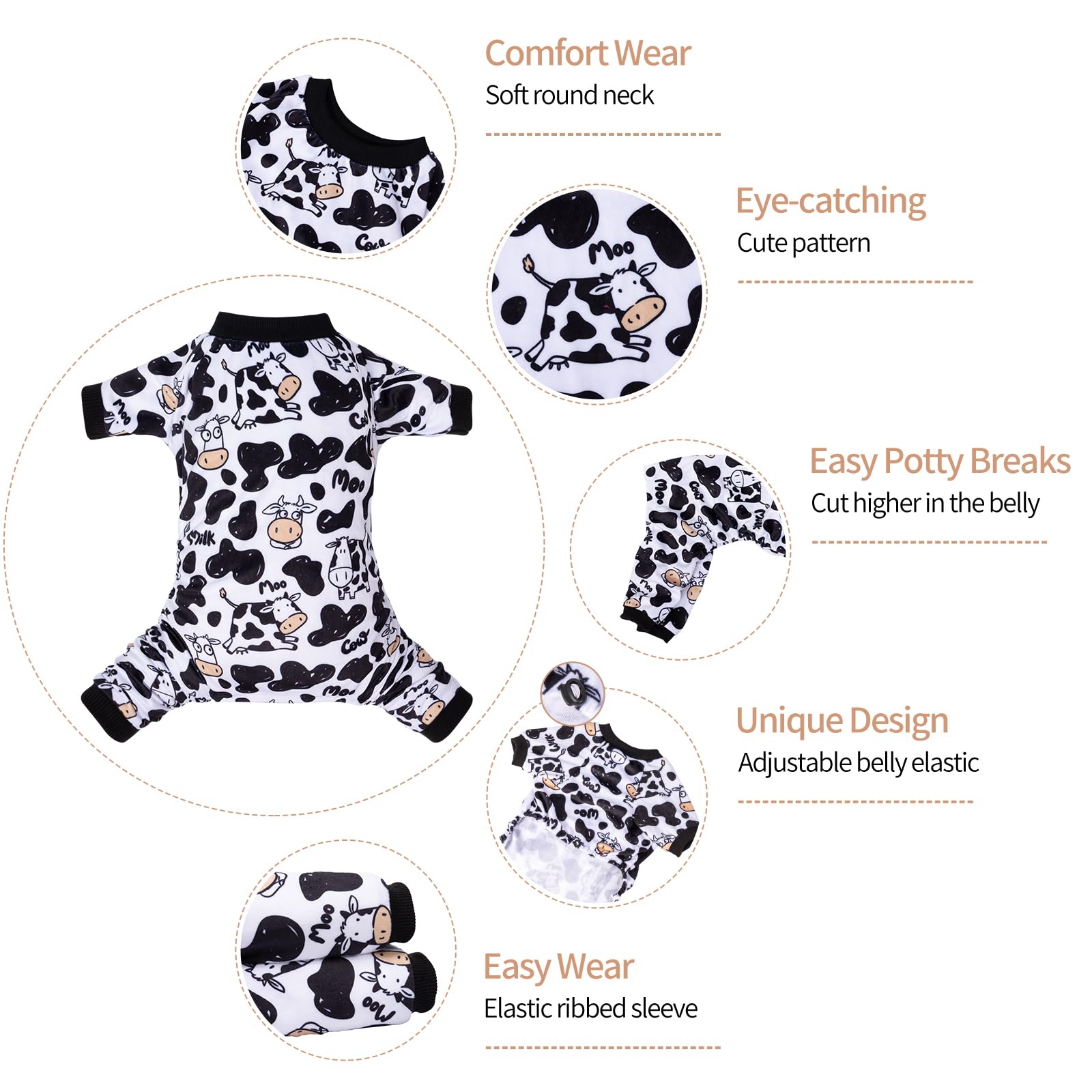 Cutebone Dog Halloween Pajamas Puppy Onesies Christmas Small Dogs Soft Pjs Coat Cat Apparel Comfy Pet Clothes Outfit Doggie Bodysuit P281L