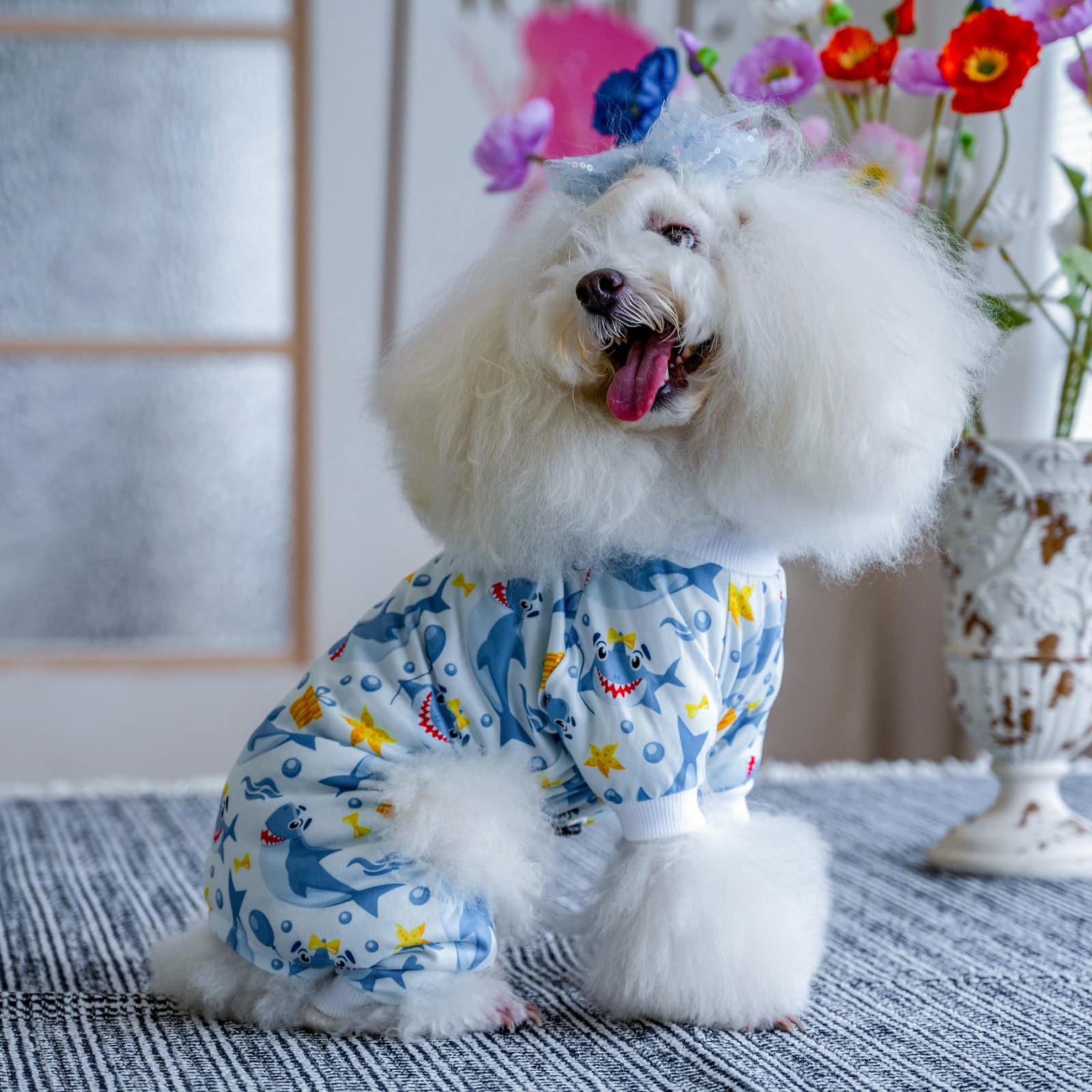 Cutebone Small Dog Pajamas Shirt Stretchy Summer Puppy Pjs Soft Cat Onesies Pet Clothes For Daily Wear Da23S